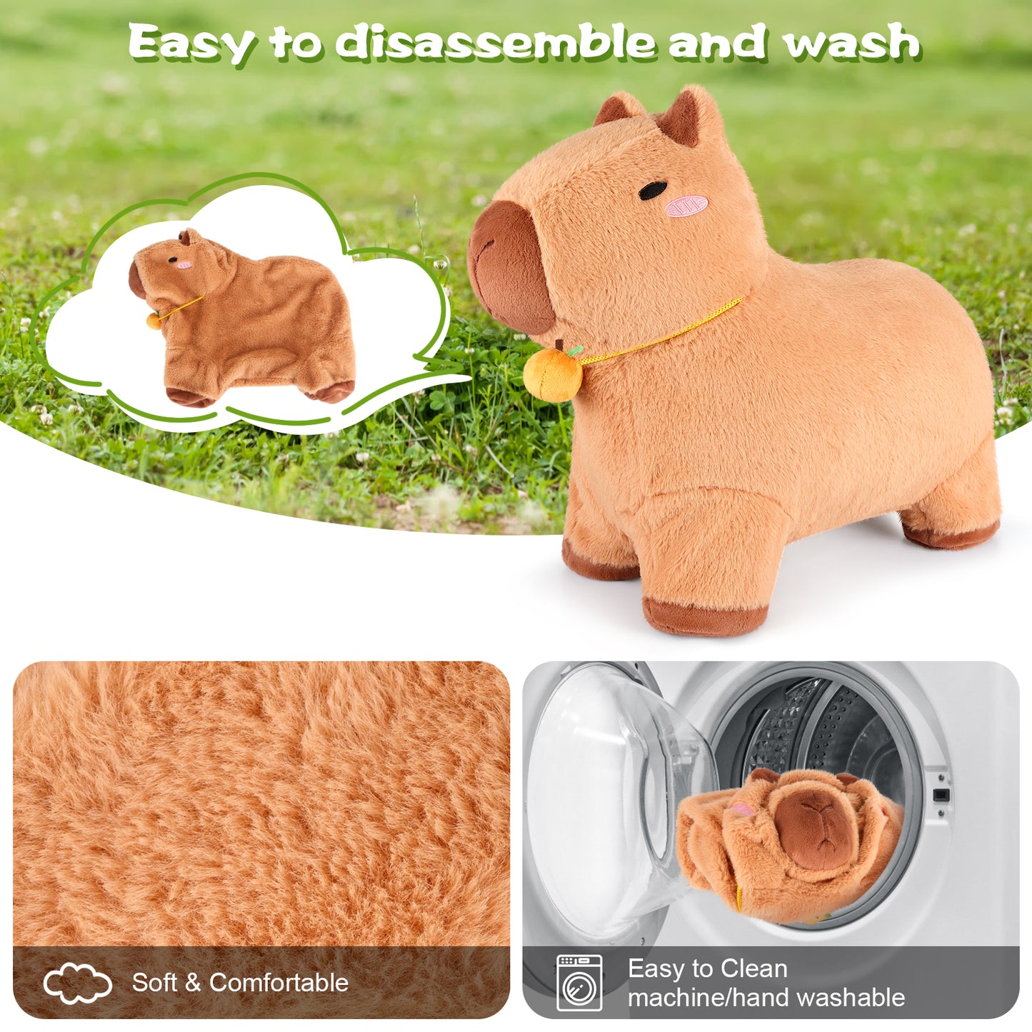 SuzziPals Bouncy Capybara Hopper Toys, Inflatable Ride on Toy with Plush Cover, Indoor & Outdoor Hopping Bouncing Animals for Toddlers Kids Adults, Capybara Stuffed Animal Hopping Toddler Gifts