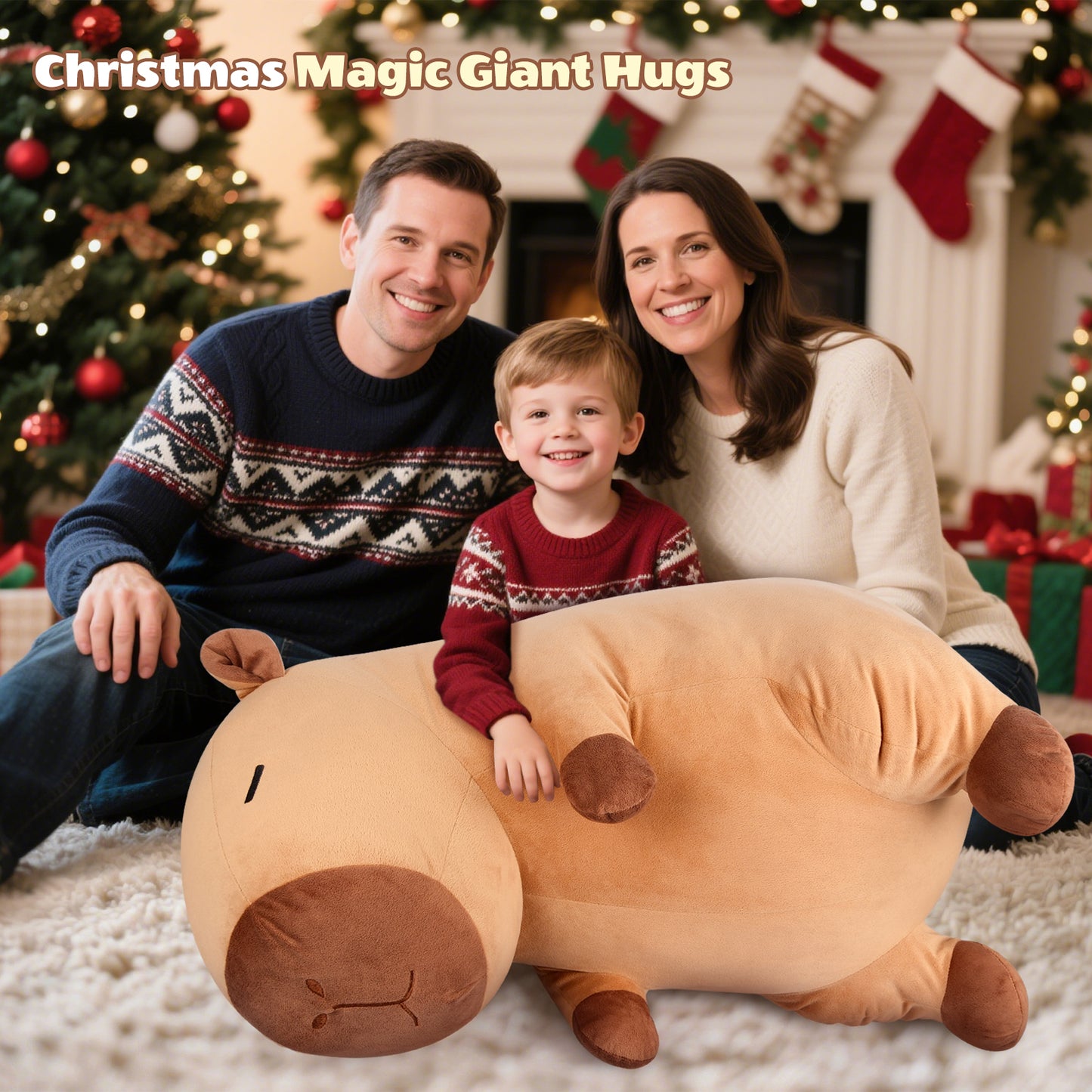 SuzziPals Giant Capybara Plush 30", Jumbo Soft Capybara Stuffed Animal, Giant Plush Toys Hugging Pillow for Stress Relief & Sleep Aid, Huge Cuddly Capibara Plushie Gift for Kids Adults