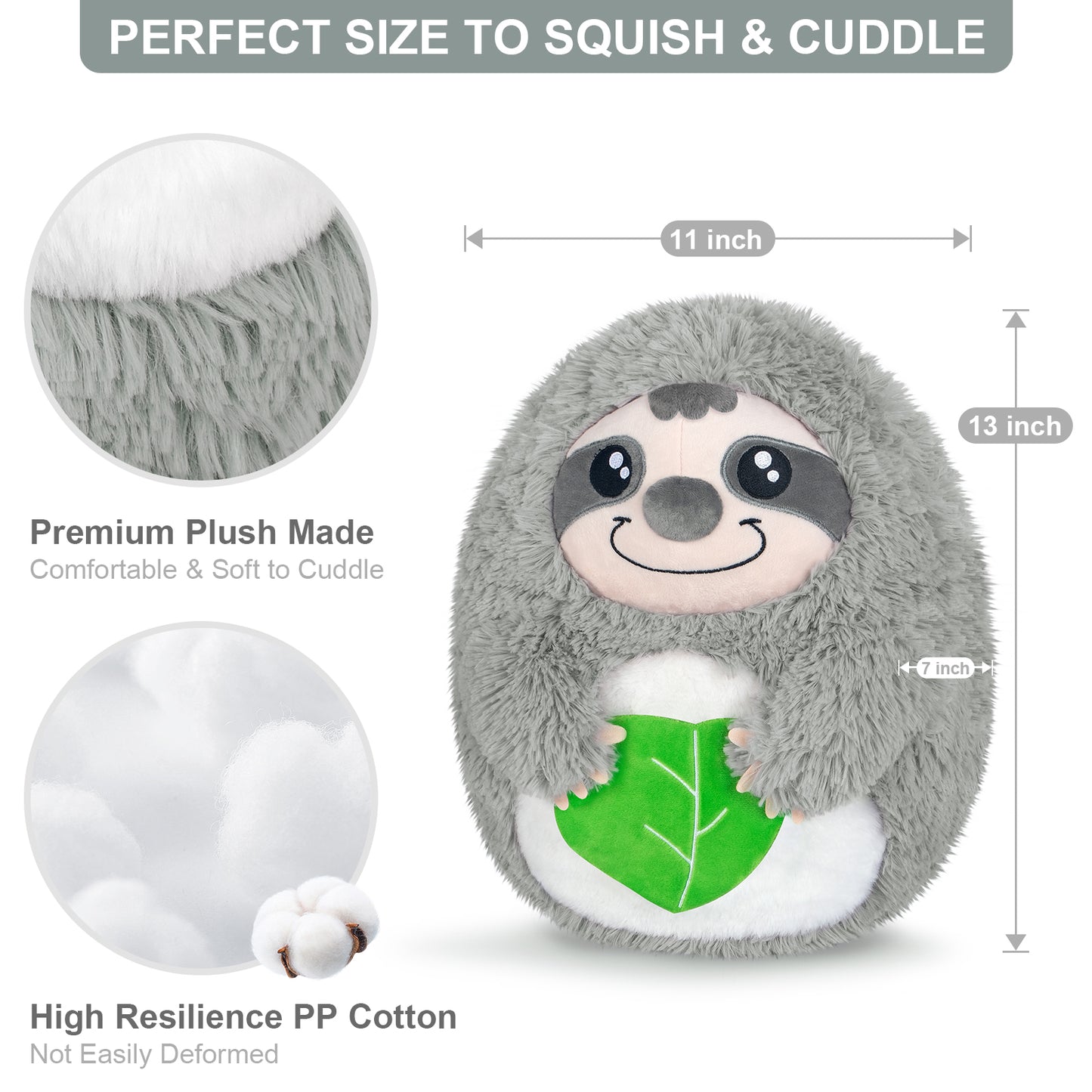 13" Stuffed Sloth Plush Pillows, Sloth Stuffed Animal Sloth Stuffed Pillow for Squish & Sloth Decor, Cute Plushies Sloths Throw Pillows for Cuddle, Sloth Gifts Birthday Gifts for Girls Boys