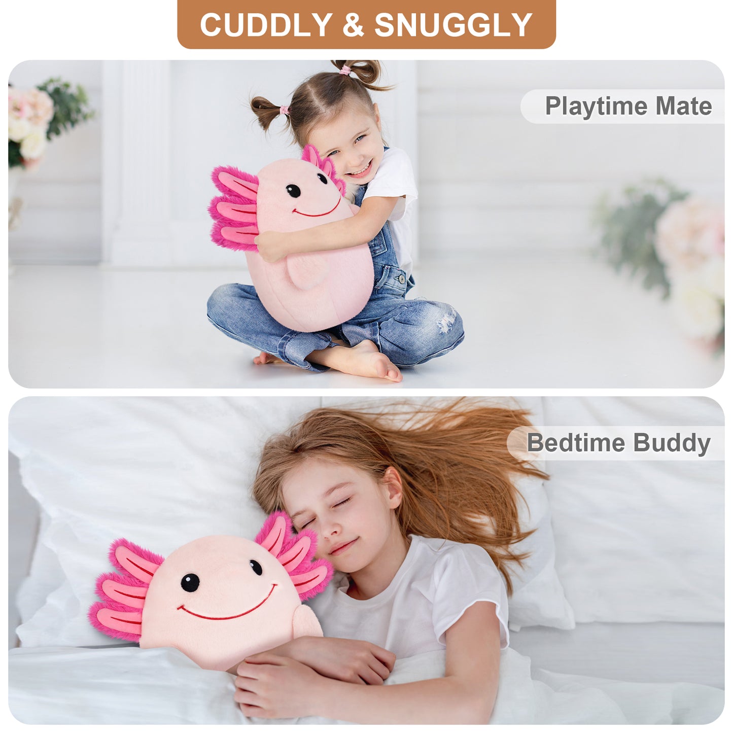 13'' Axolotl Plush Pillows, Axolotl Stuffed Animal Plushies, Axolotl Cuddle Pillow for Kawaii Decor