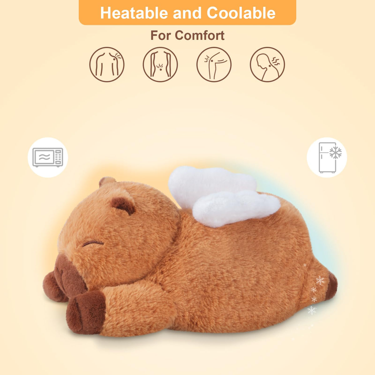 SuzziPals Heatable & Coolable Angle Capybara Plush, Microwave Heating Pad Stuffed Animals for Soothing & Relaxation