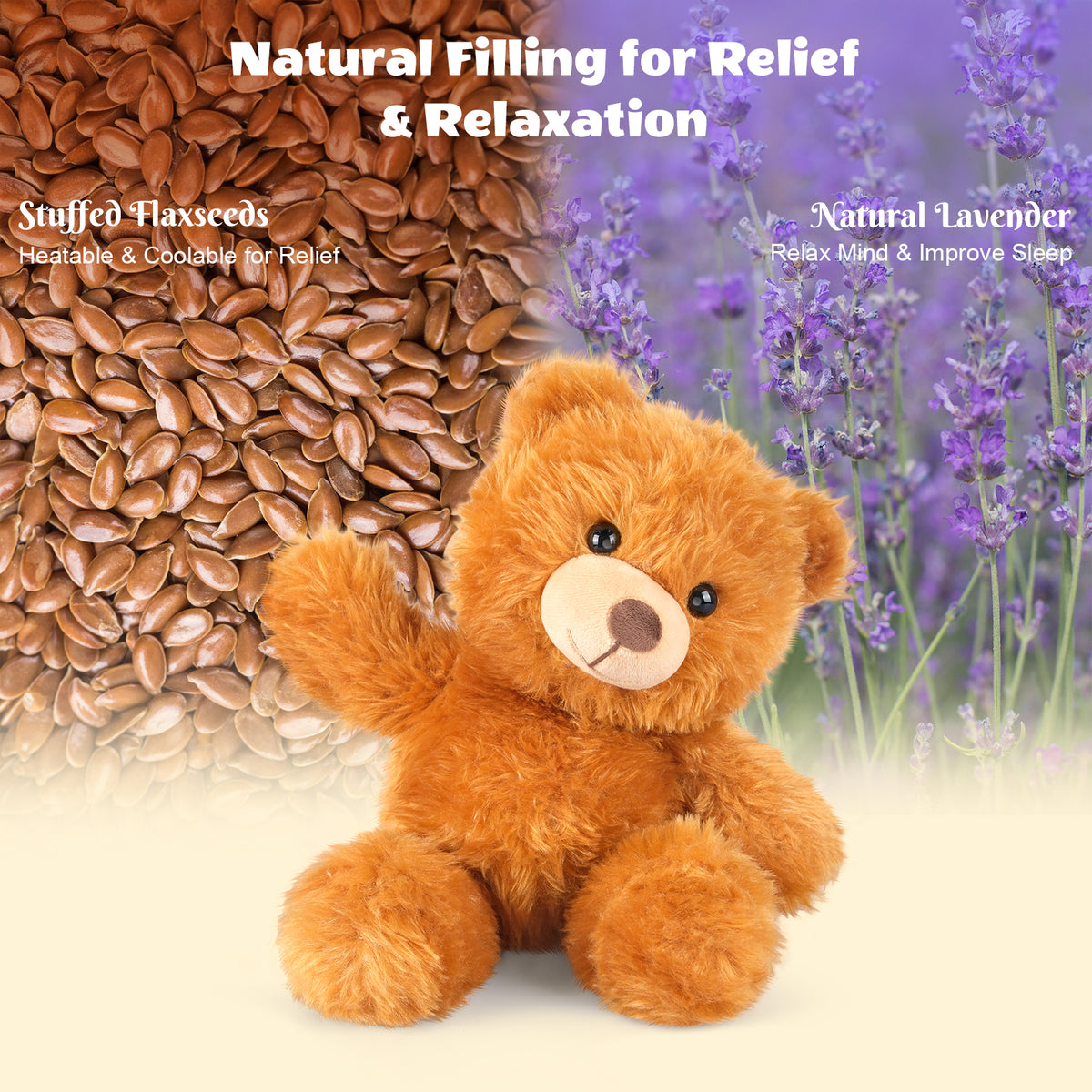 SuzziPals Heatable & Coolable Orange Teddy Bear Stuffed Animal, Microwavable Stuffed Animal Heating Pad for Period Cramps, Teddy Bear Plush Toy for Warmth & Comfort, Bear Gifts for Girls Boys Adults