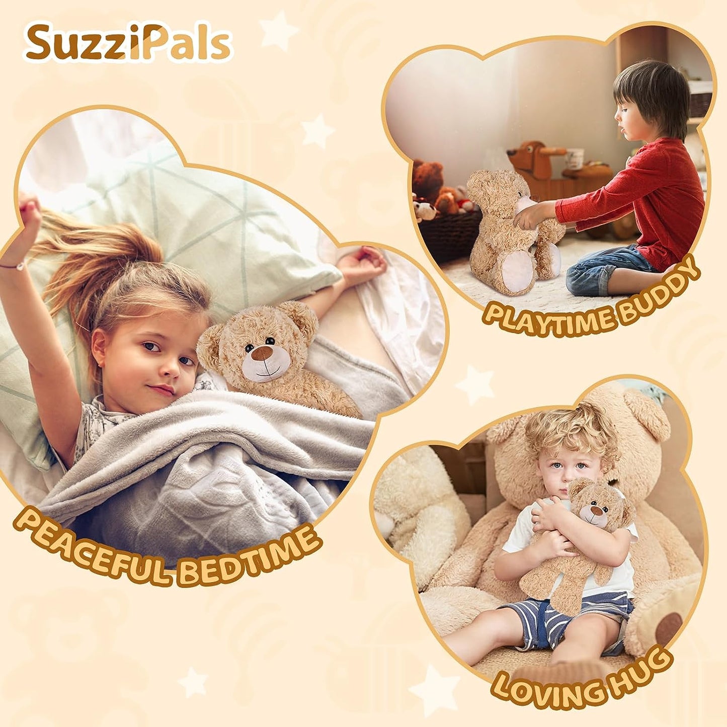 Suzzipals Teddy Bear Stuffed Animals, Microwavable Stuffed Animal Heating Pads for Cramps & Pain Relief, Bear Stress Relief Toy for Anxiety, Cuddle, Companion, Bear Plush Gifts for Girls Boys Adults