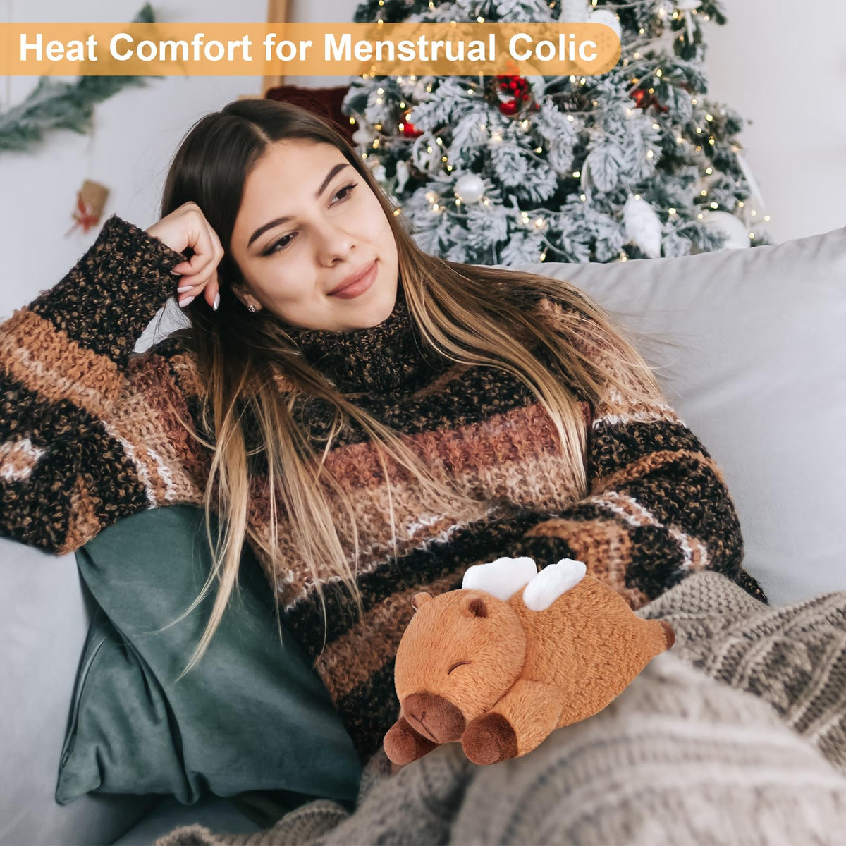 SuzziPals Heatable & Coolable Angle Capybara Plush, Microwave Heating Pad Stuffed Animals for Soothing & Relaxation