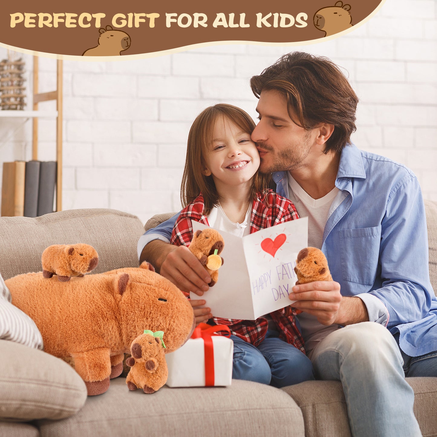 5-in-1 Capybara Stuffed Animals with Babies Inside, 5PC Set Plush with Mommy & 4 Babies, Cute 3 to 8 Year Old Girl Gifts, Imaginative Play Toys