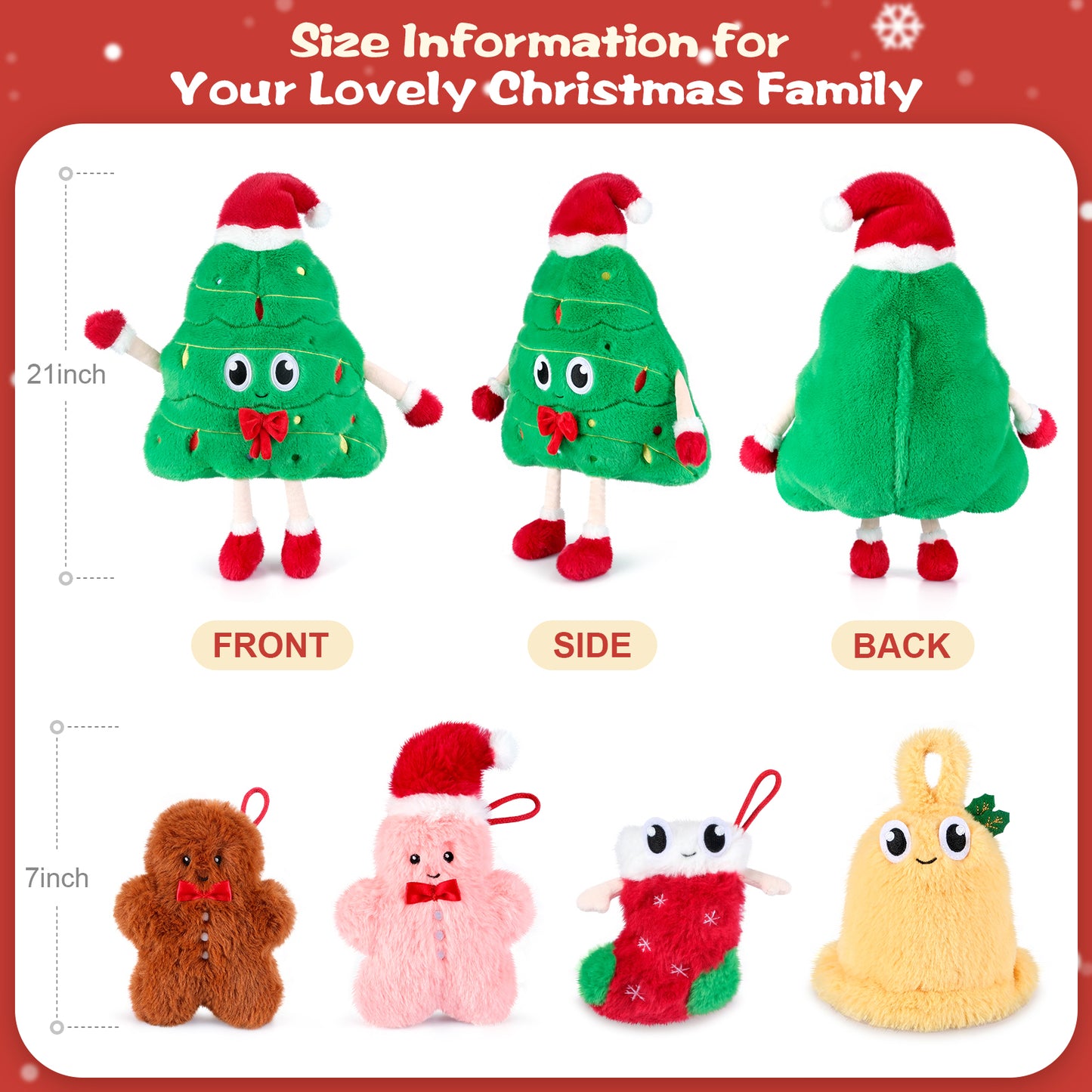5-in-1 Christmas Tree Stuffed Animal with Babies Inside, 5PC Set Plush Pillow with Mommy & 4 Babies, Christmas Tree Decor, Stuffed Animal Gift, Imaginative Play Toy