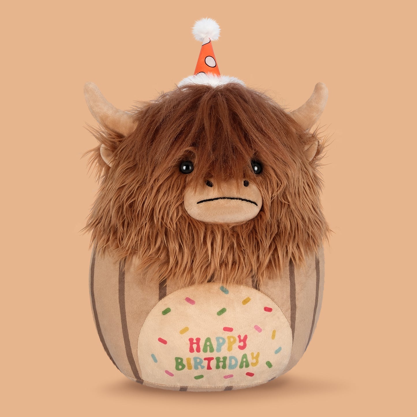 17 inch Happy Birthday Highland Cow Stuffed Animal Plush Pillows