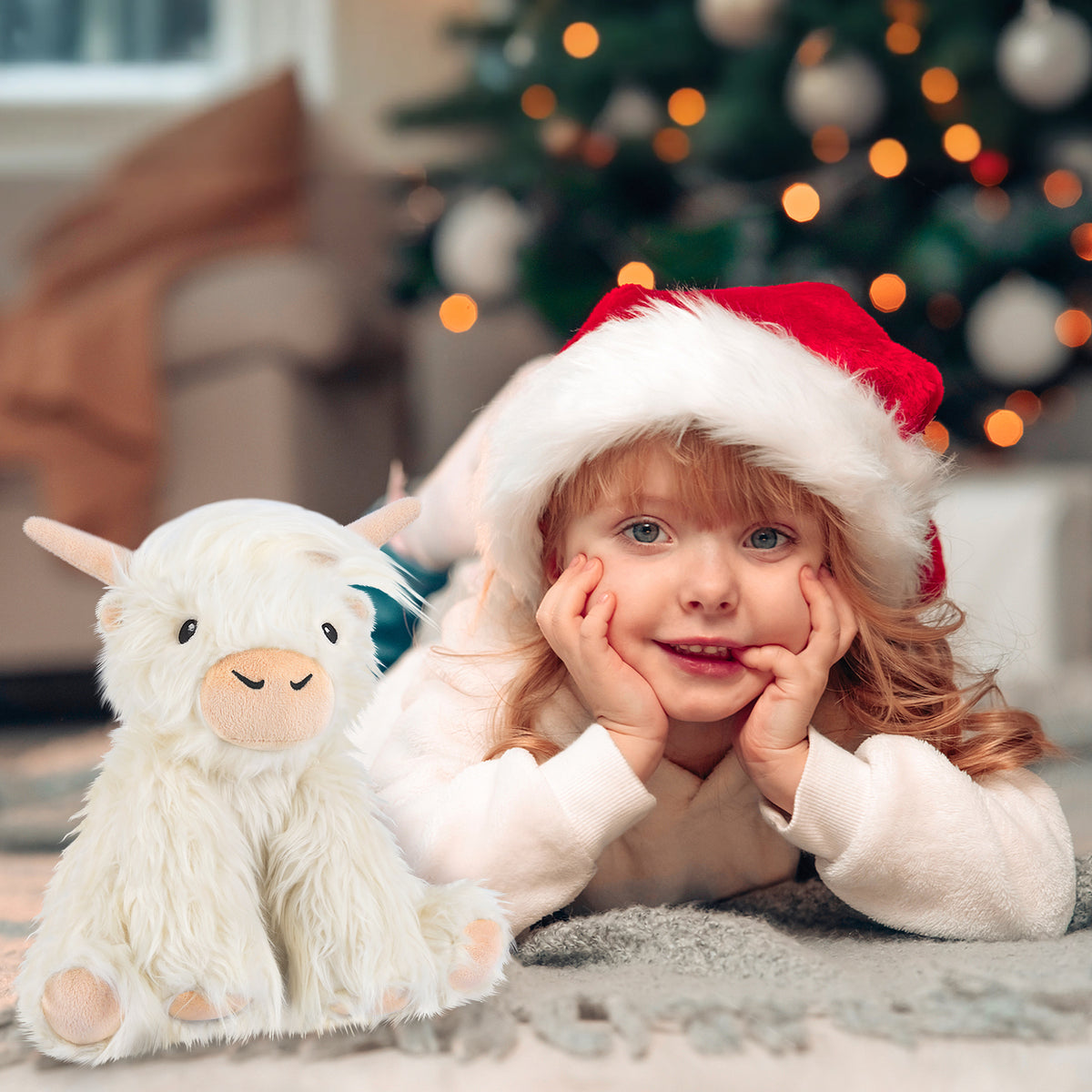 SuzziPals Heatable & Coolable White Weighted Highland Cow Stuffed Animal