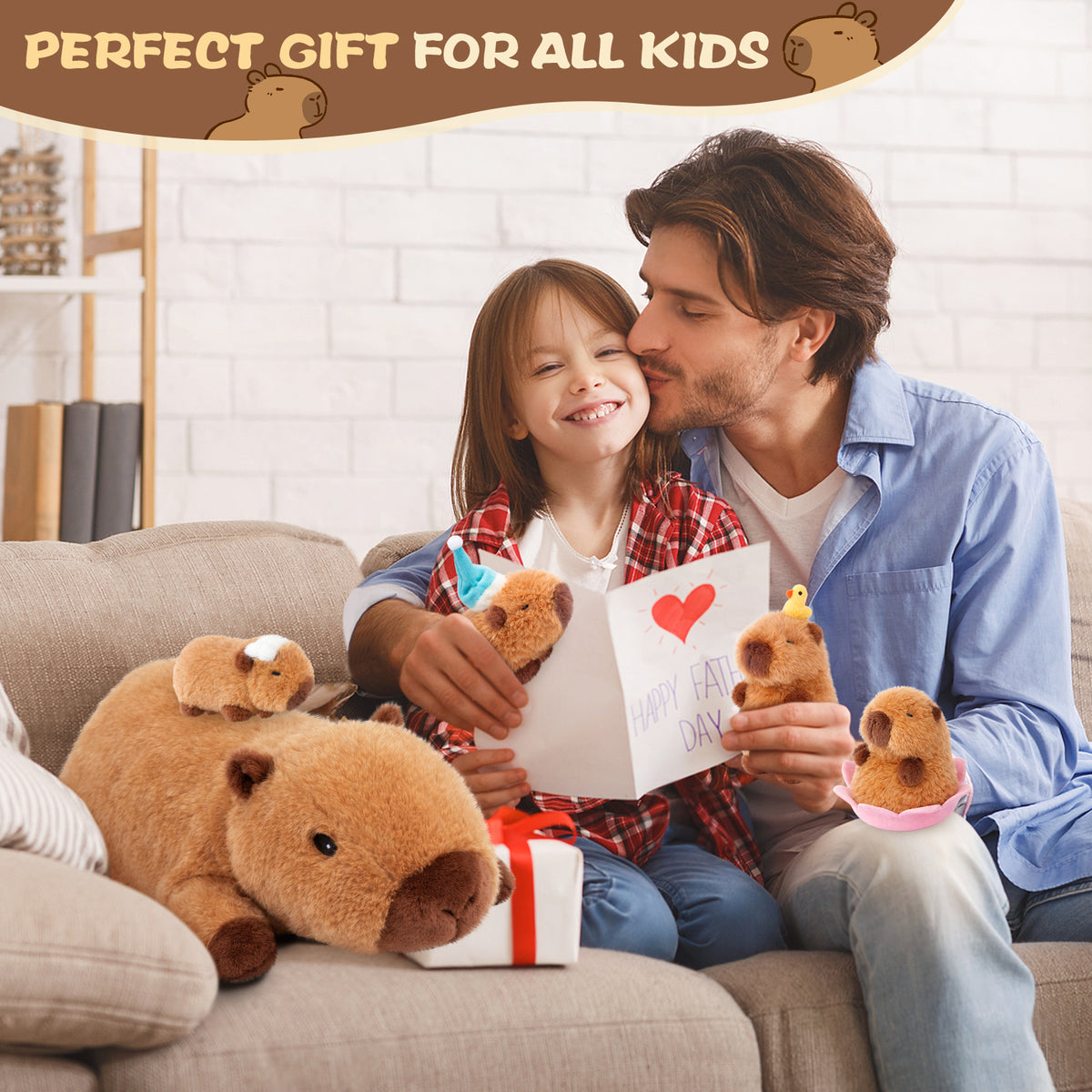 SuzziPals Lotus Capybara Plush with 4 Babies, Cute Capybara Gifts for Kids