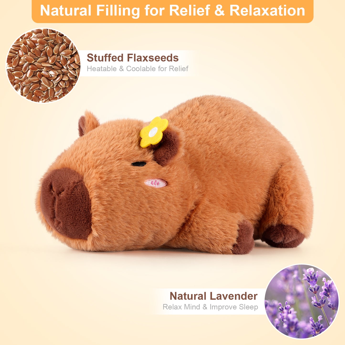 Heatable & Coolable Plushie, Microwave Heating Pad for Period Cramps, Cute Capybara Gifts for Girls & Boys