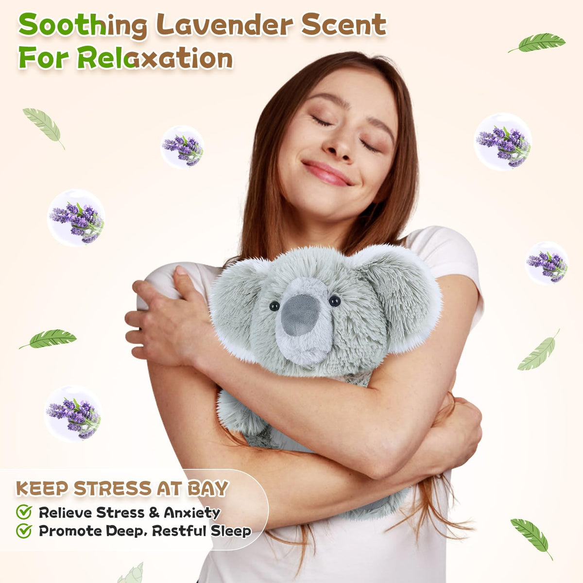 SuzziPals Warming Koala Stuffed Animal, Microwavable Stuffed Animals Heating Pad for Period Cramps, Pain & Stress Relief
