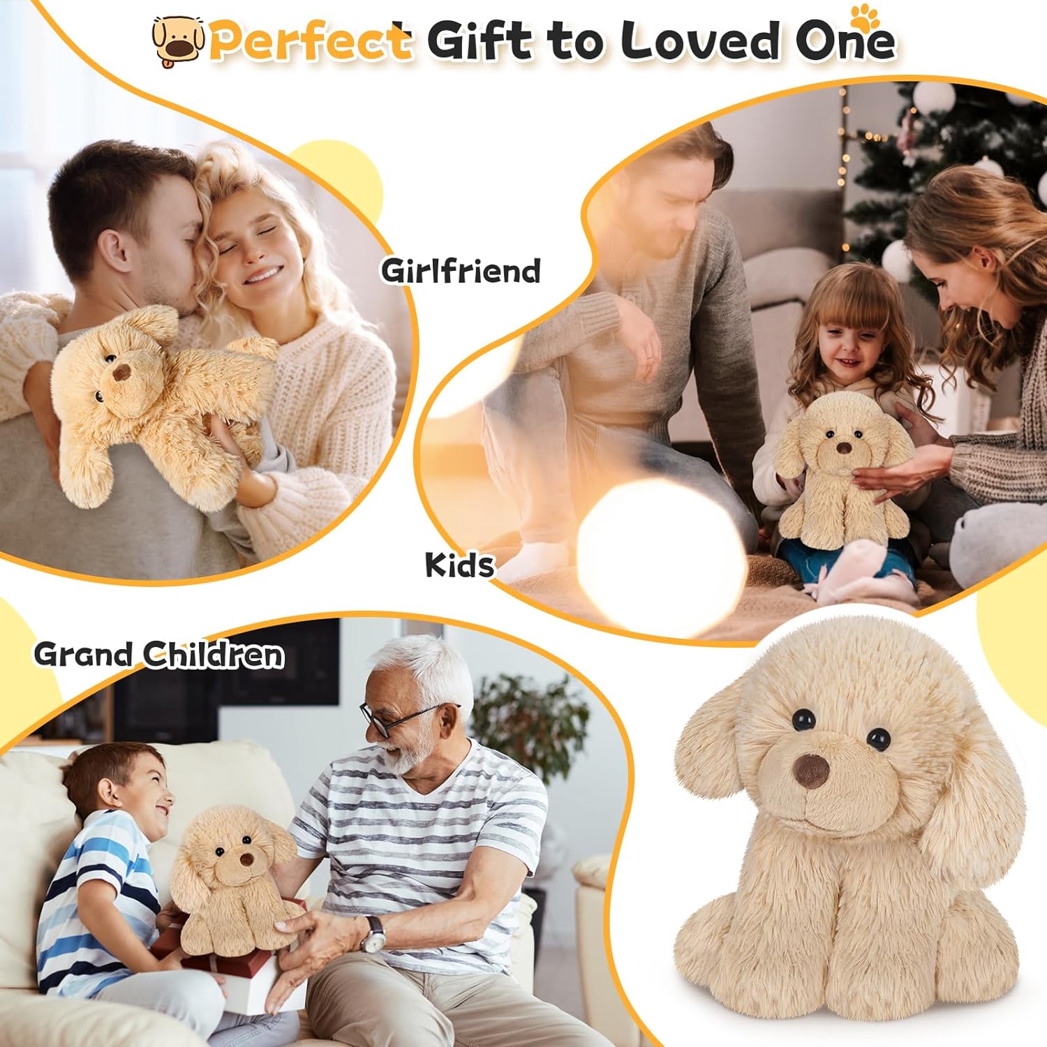 SuzziPals Warmable Golden Retriever Stuffed Animal, Microwavable Stuffed Animal Heating Pads for Cramps & Pain, Lavender Dog Stuffed Animals for Anxiety, Dog Plush Toy Golden Retriever Gifts for Kids