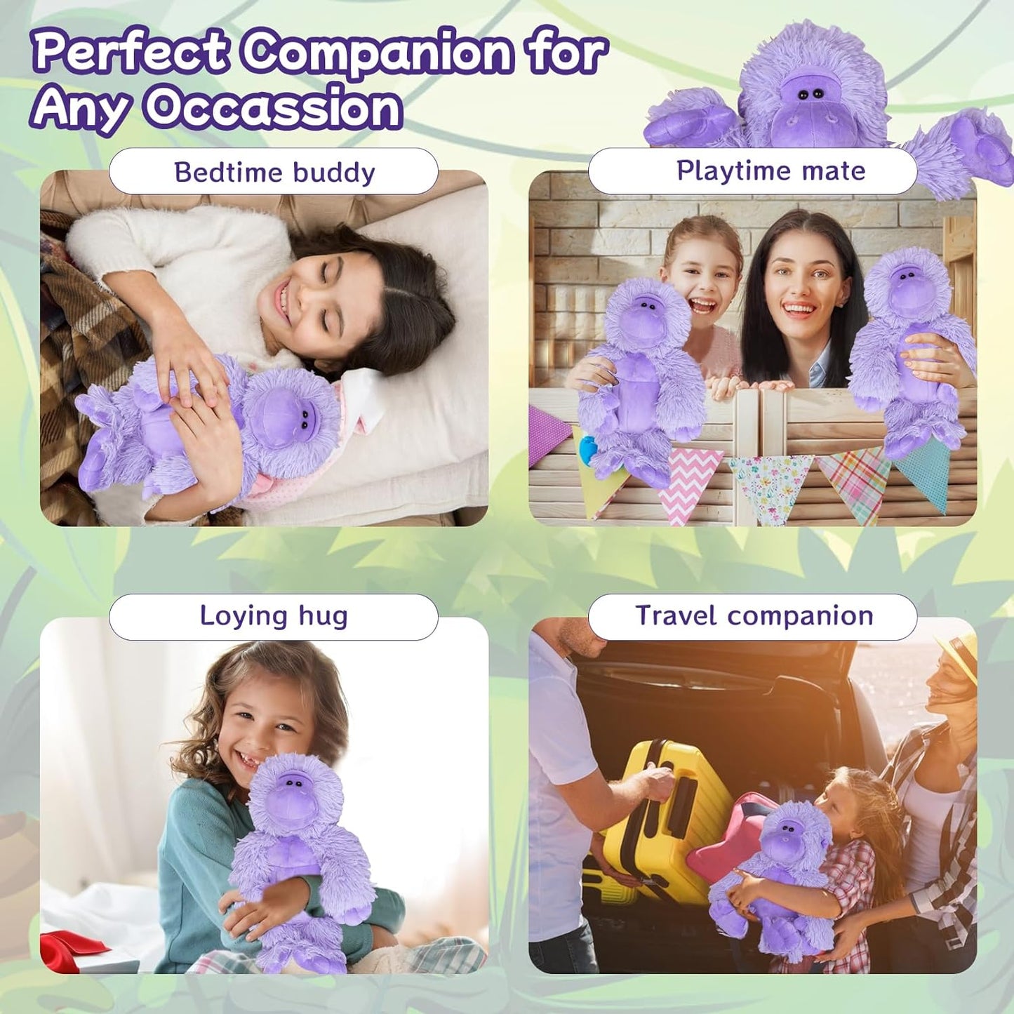 SuzziPals Gorilla Microwave Heating Pad Stuffed Animal for Cramps, Pain & Stress Relief, Lavender Scent Gorilla Stuffed Animal for Adults & Kids, Coolable & Heatable Stuffed Animals Gorilla Plush