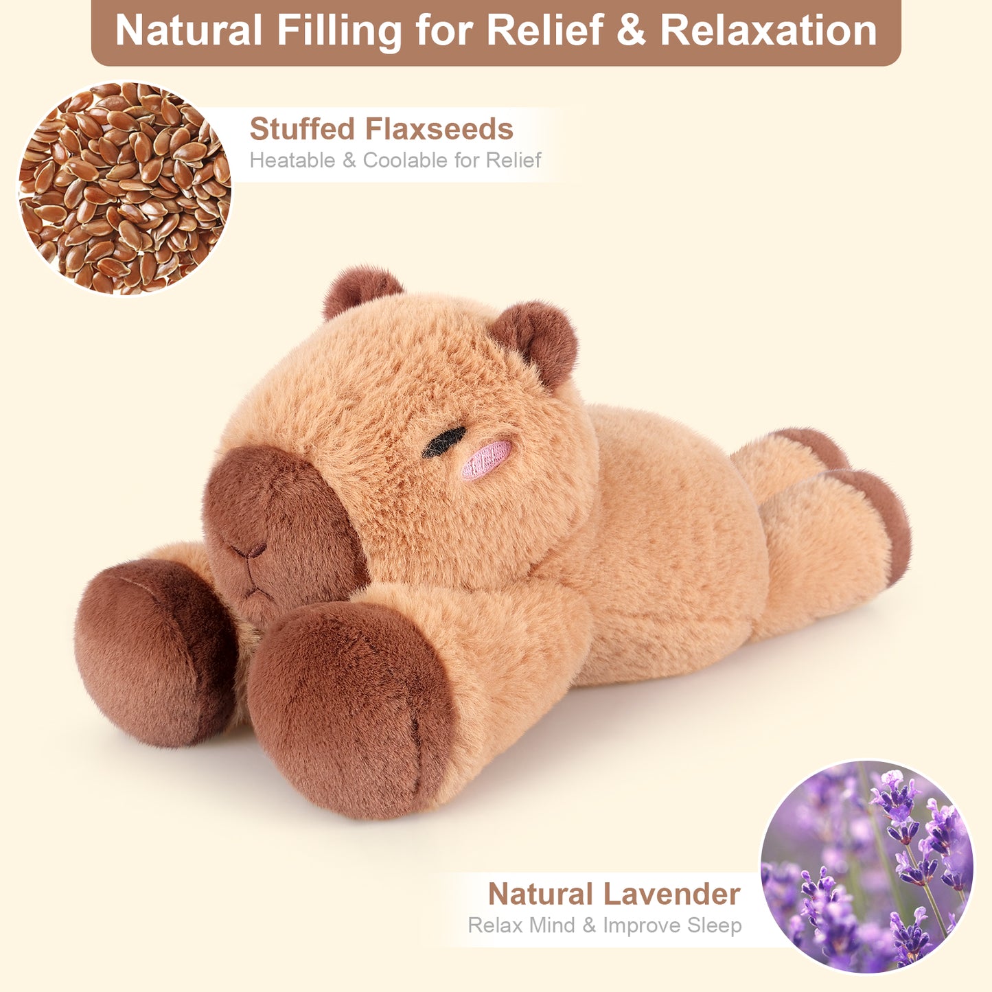 Heatable & Coolable Capybara Plush, Microwave Heating Pad Stuffed Animals Plushies for Soothing & Relaxation, Stuffed Capibara Plush Toys for Stress Relief, Capybara Gifts for Girls & Boy