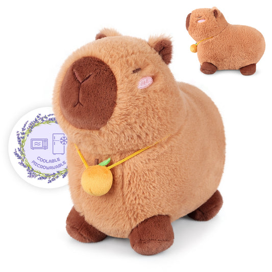 Heatable & Coolable Orange Capybara Stuffed Animal, Microwave Heating Pad Plushies for Soothing & Relaxation, Stuffed Capibara Plush Toys for Stress Relief, Capybara Gifts for Girls & Boy
