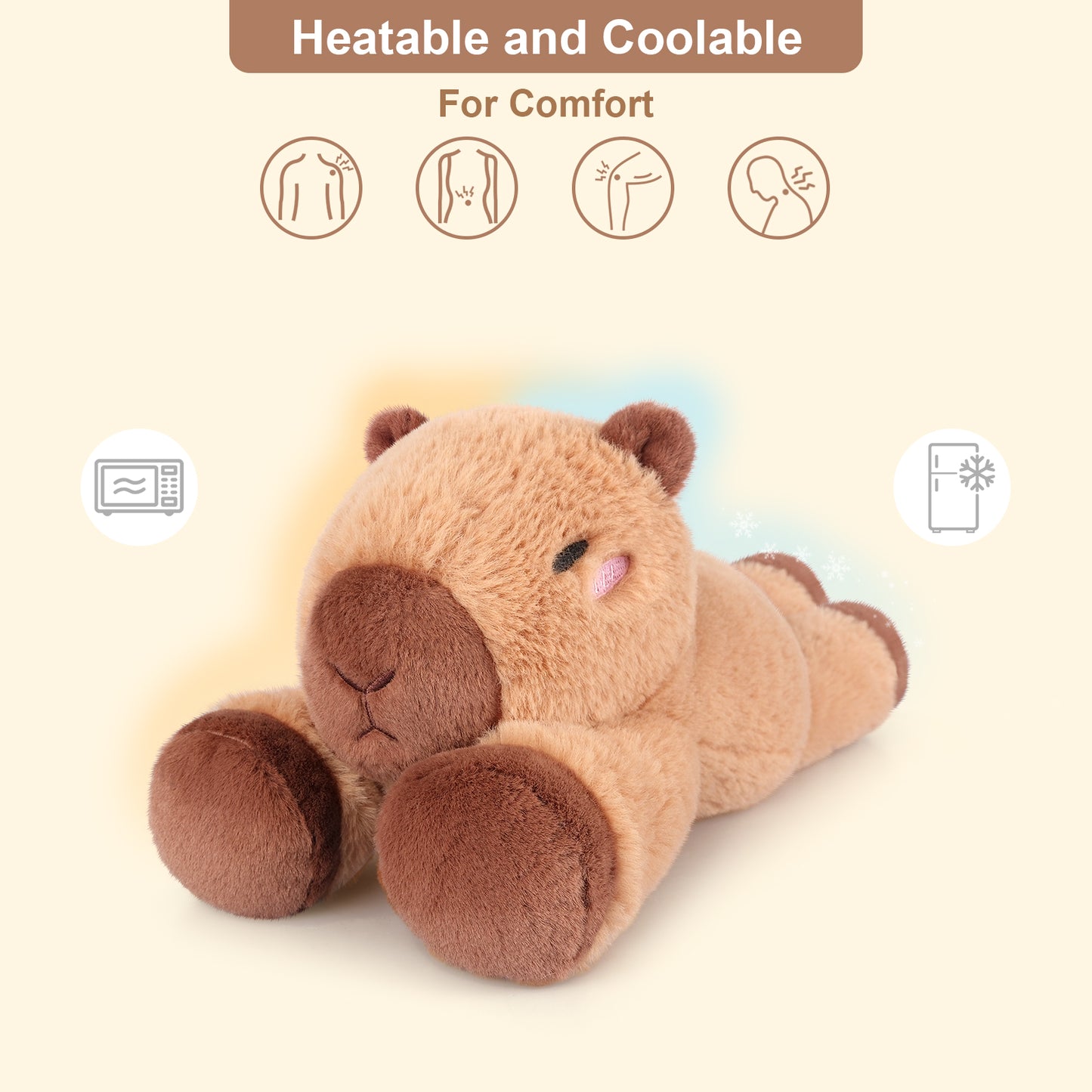 Heatable & Coolable Capybara Plush, Microwave Heating Pad Stuffed Animals Plushies for Soothing & Relaxation, Stuffed Capibara Plush Toys for Stress Relief, Capybara Gifts for Girls & Boy