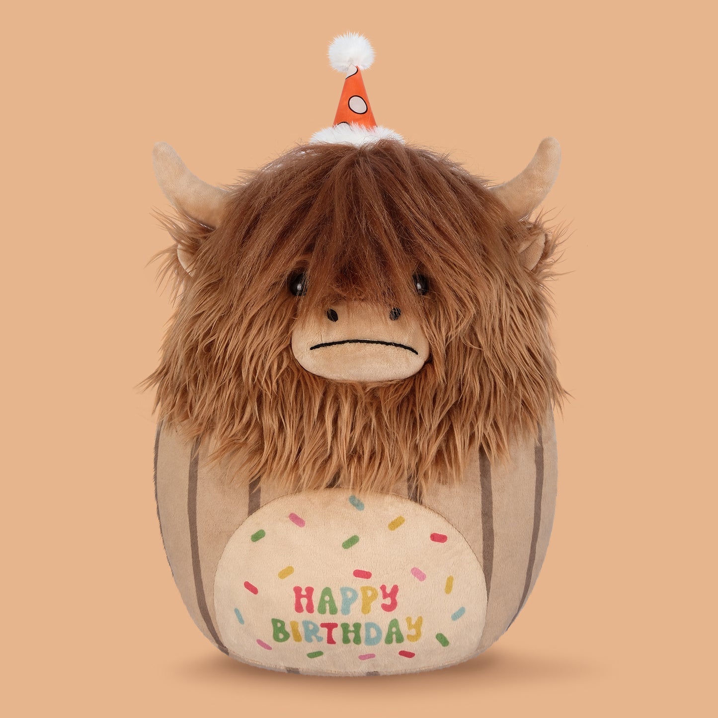 17 inch Happy Birthday Highland Cow Stuffed Animal Plush Pillows