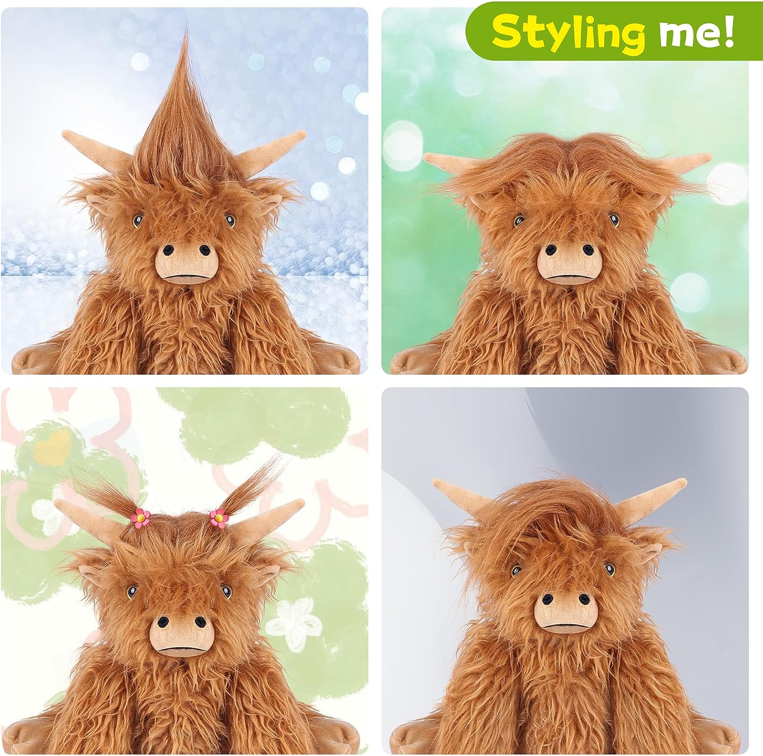 SuzziPals Highland Cow Stuffed Animals, Microwavable Stuffed Animals Heating Pad for Cramps and Pain Relief, Lavender Scented Highland Cow Plush for Stress Relief, Cute Stuffed Cow Gifts Plush Toys