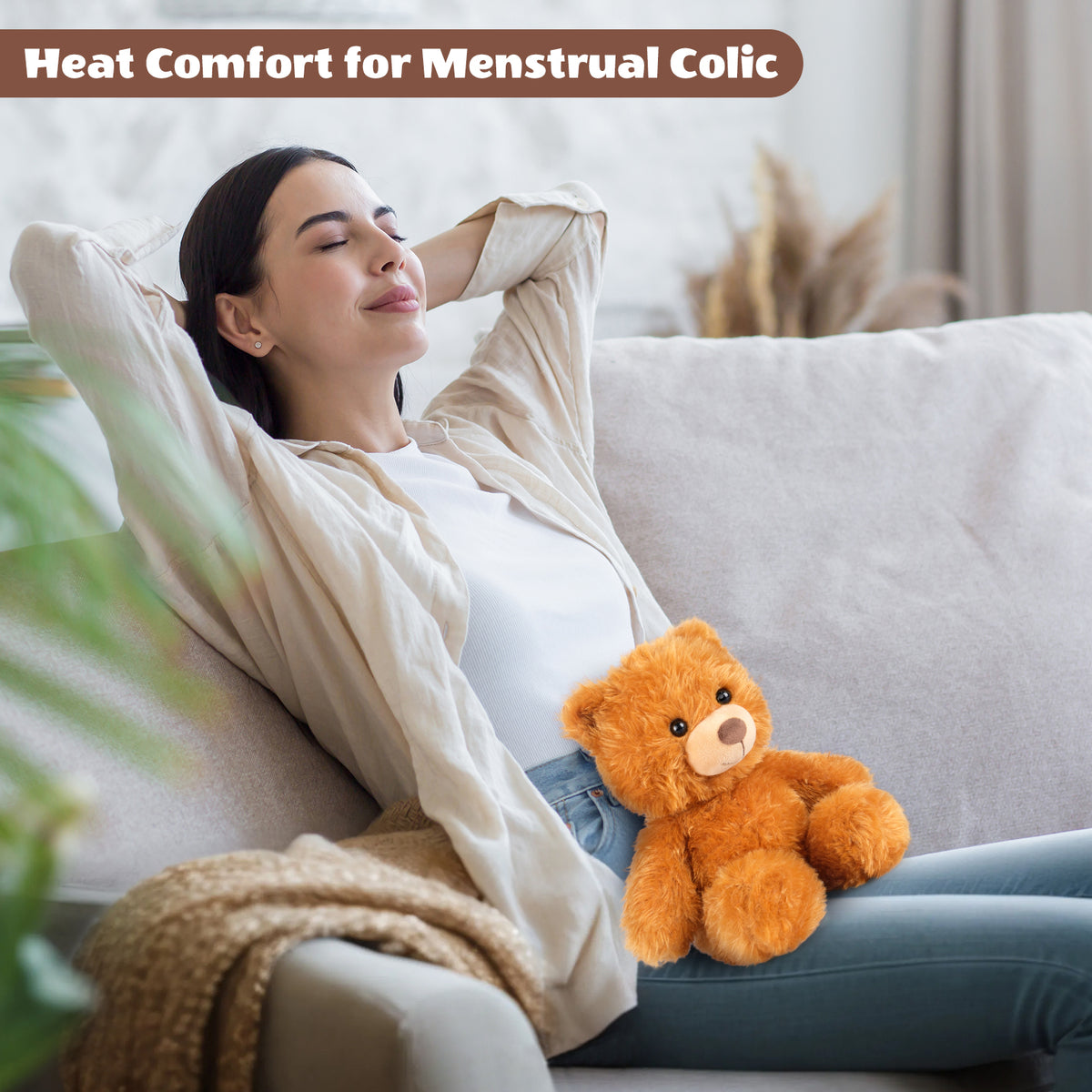 SuzziPals Heatable & Coolable Orange Teddy Bear Stuffed Animal, Microwavable Stuffed Animal Heating Pad for Period Cramps, Teddy Bear Plush Toy for Warmth & Comfort, Bear Gifts for Girls Boys Adults