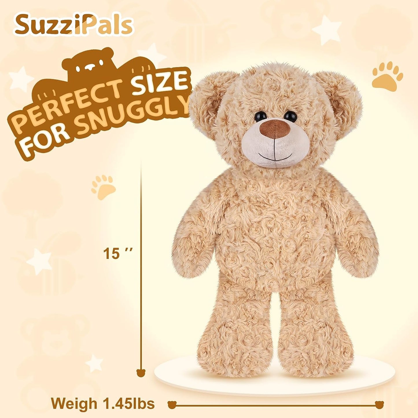 Suzzipals Teddy Bear Stuffed Animals, Microwavable Stuffed Animal Heating Pads for Cramps & Pain Relief, Bear Stress Relief Toy for Anxiety, Cuddle, Companion, Bear Plush Gifts for Girls Boys Adults