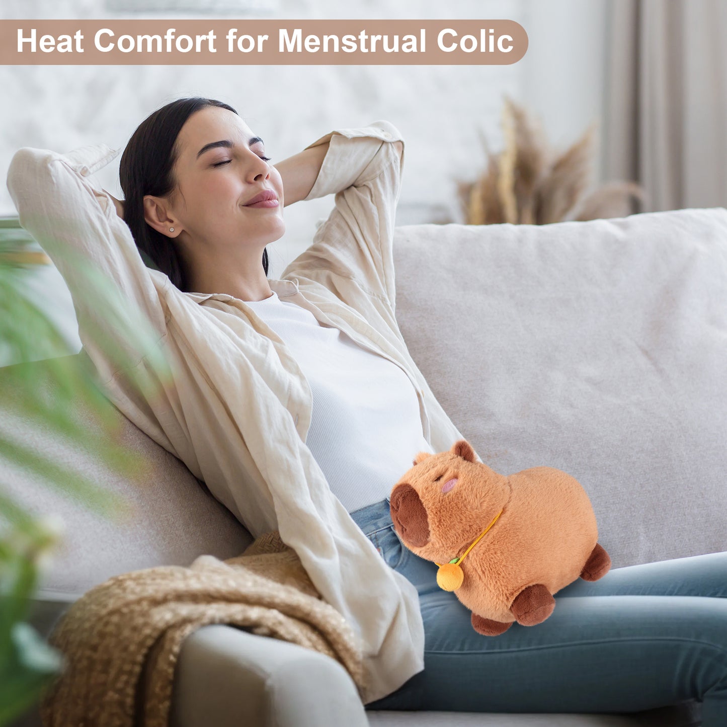 Heatable & Coolable Orange Capybara Stuffed Animal, Microwave Heating Pad Plushies for Soothing & Relaxation, Stuffed Capibara Plush Toys for Stress Relief, Capybara Gifts for Girls & Boy