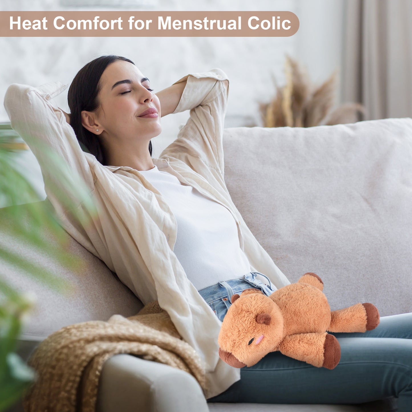 Heatable & Coolable Capybara Plush, Microwave Heating Pad Stuffed Animals Plushies for Soothing & Relaxation, Stuffed Capibara Plush Toys for Stress Relief, Capybara Gifts for Girls & Boy