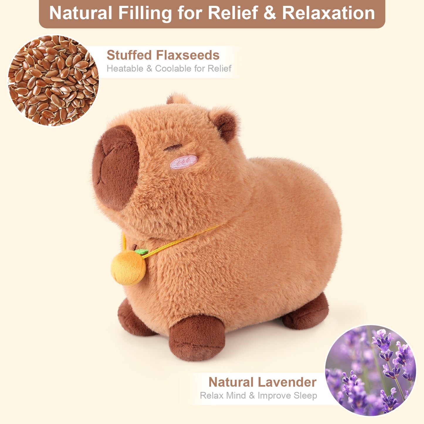 Heatable & Coolable Orange Capybara Stuffed Animal, Microwave Heating Pad Plushies for Soothing & Relaxation, Stuffed Capibara Plush Toys for Stress Relief, Capybara Gifts for Girls & Boy