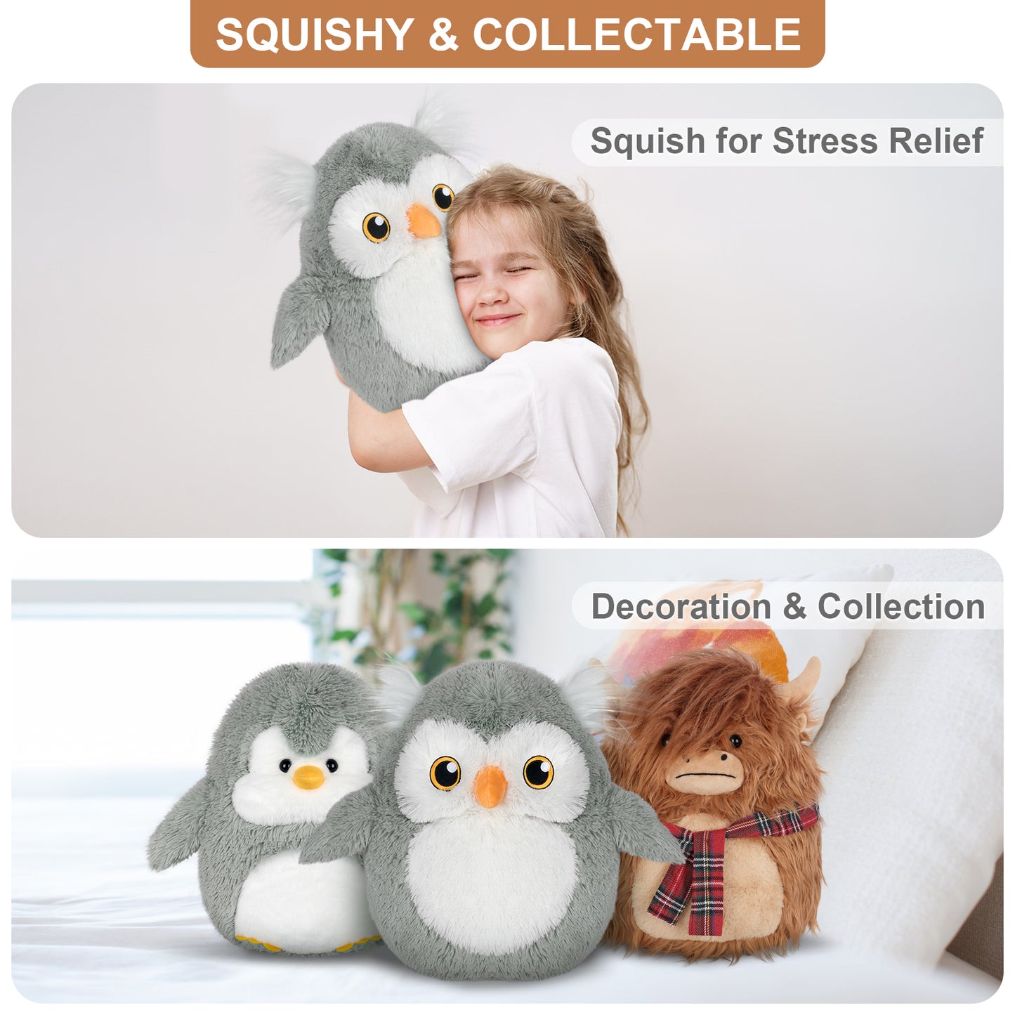 13 inch Owl Plush Pillows, Cute Stuffed Animals Plush Toys