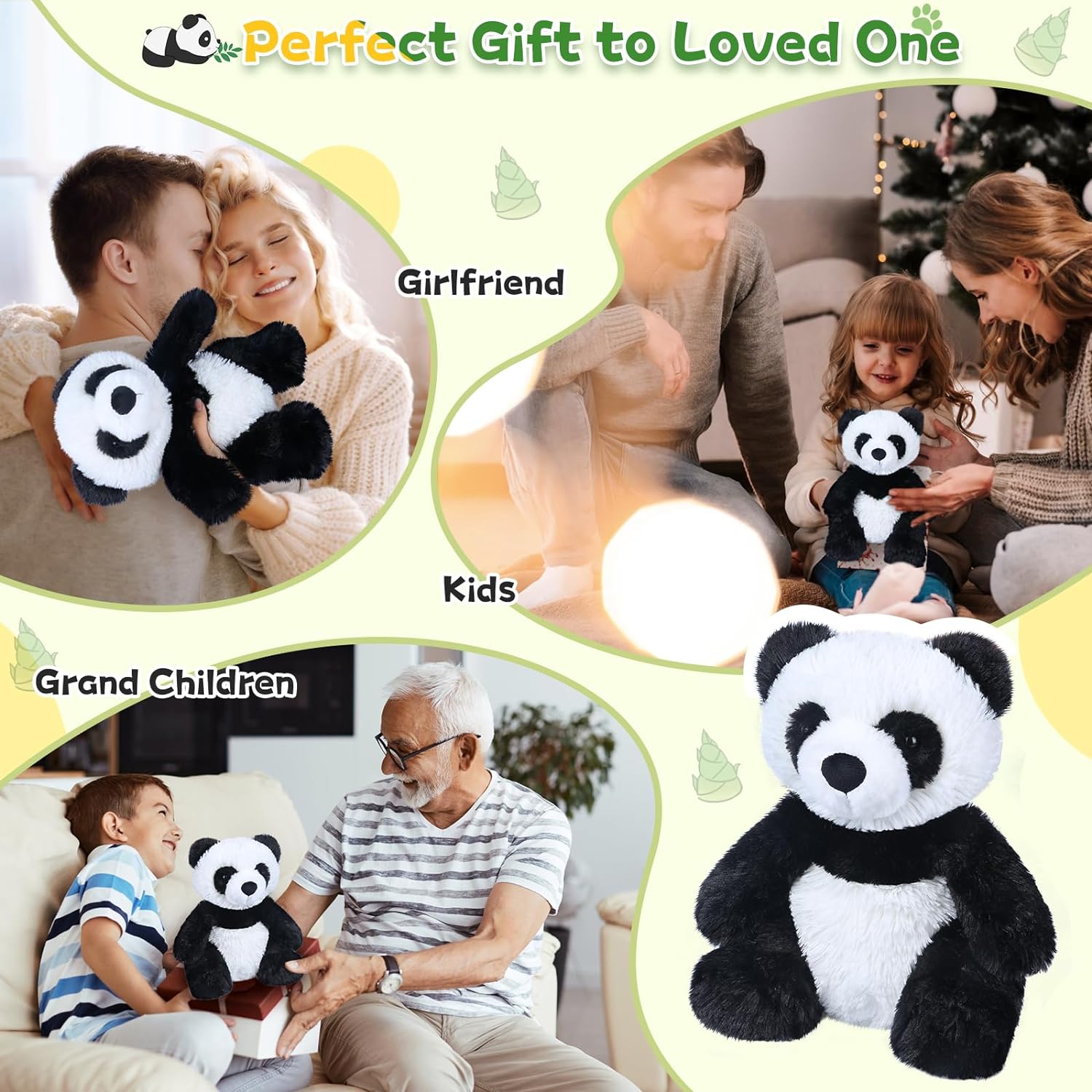 SuzziPals Warmable Panda Stuffed Animals, Microwave Heating Pads for Cramps, Anxiety & Stress Relief, Cuddly Panda Plushies with Lavender Scent, Heatable & Coolable Stuffed Panda Bear, Panda Gifts