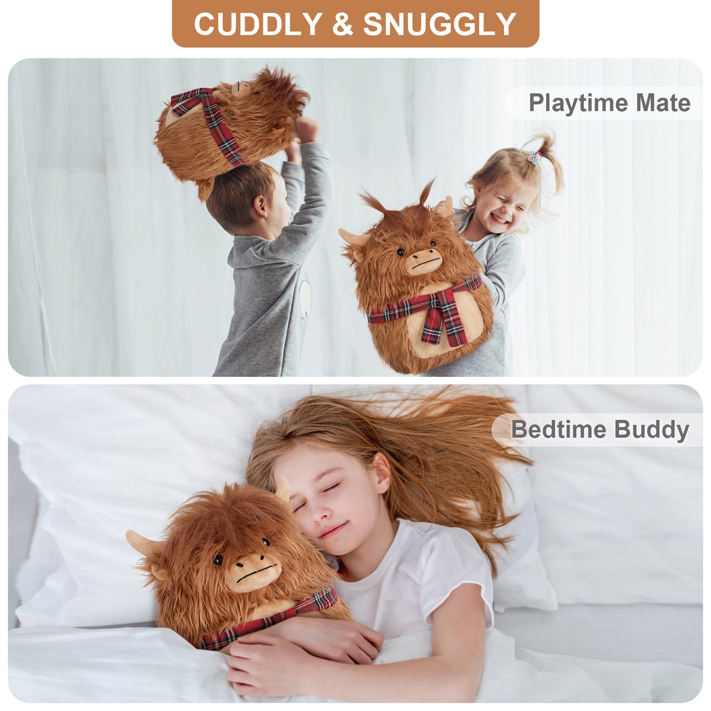 14'' Highland Cow Stuffed Animals Plush Pillows