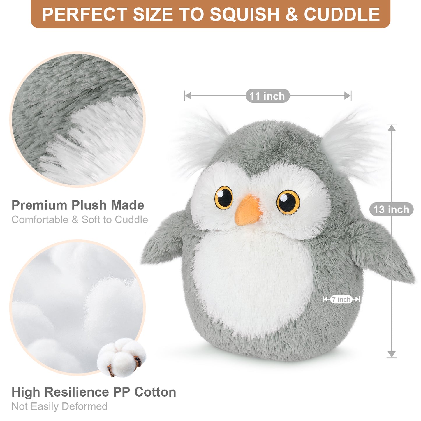 13 inch Owl Plush Pillows, Cute Stuffed Animals Plush Toys