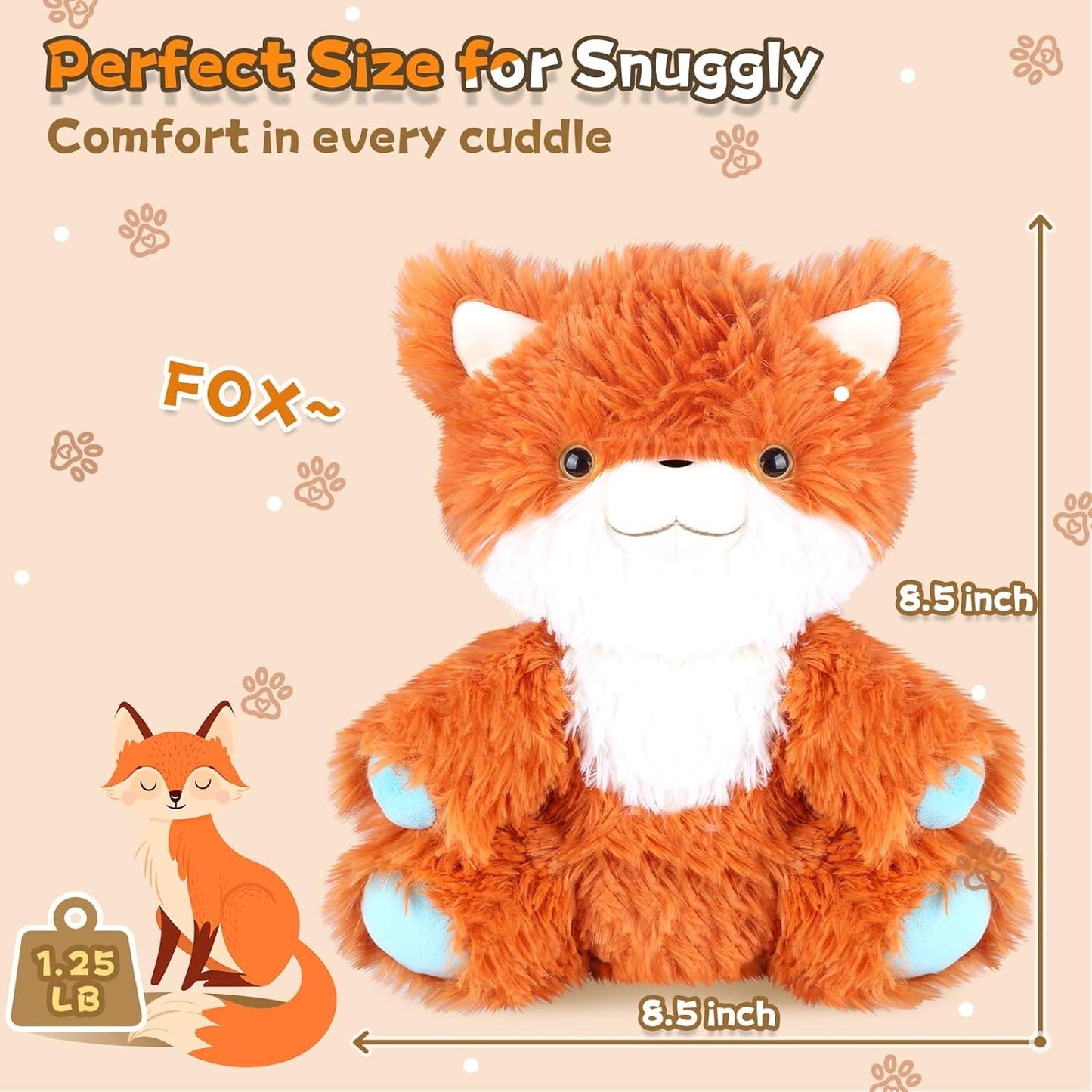 SuzziPals Microwavable Stuffed Animals Fox Plushies, Stuffed Fox Heating Pads for Cramps Pain, Anxiety & Stress Relief, Warming Cuddly Companion Fox Stuffed Animal, Fox Toys Gifts for Kids Adults