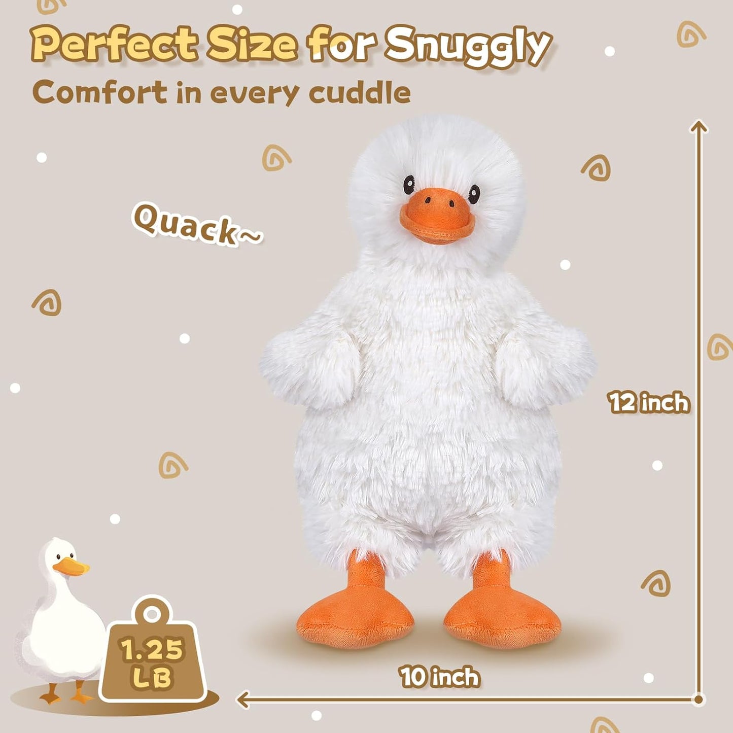 SuzziPals Microwave Duck Stuffed Animals, Duck Plushies, Microwavable Stuffed Animals Heating Pads for Cramps, Pain & Stress Relief, Cuddly Warm Companion Duck Plush Toy, Cute Duckling Duck Gifts