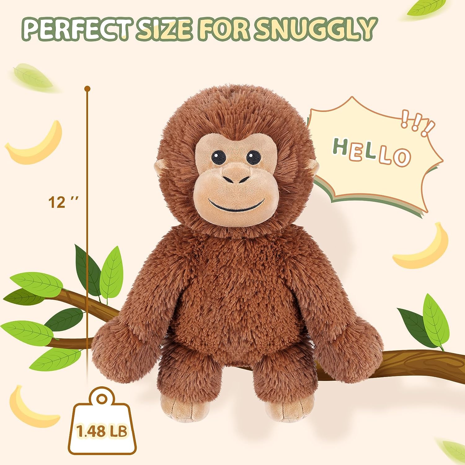 Suzzipals Monkey Stuffed Animals, Microwavable Stuffed Animals Lavender Scented, Monkey Plush Heating Pads for Cramps & Pain relief, Anxiety, Stress Relief, Stuffed Monkey Toy, Monkey Gifts Boys Girls