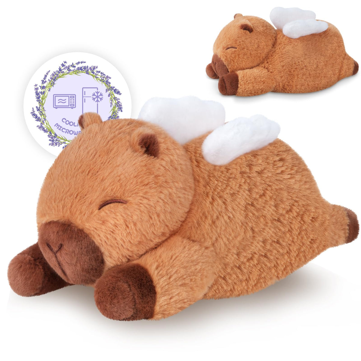SuzziPals Heatable & Coolable Angle Capybara Plush, Microwave Heating Pad Stuffed Animals for Soothing & Relaxation