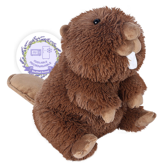 SuzziPals Heatable & Coolable Beaver Stuffed Animals，Microwavable Stuffed Animal Heating Pads for Carmps & Pain