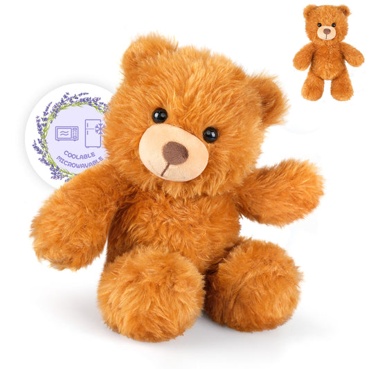 SuzziPals Heatable & Coolable Orange Teddy Bear Stuffed Animal, Microwavable Stuffed Animal Heating Pad for Period Cramps, Teddy Bear Plush Toy for Warmth & Comfort, Bear Gifts for Girls Boys Adults