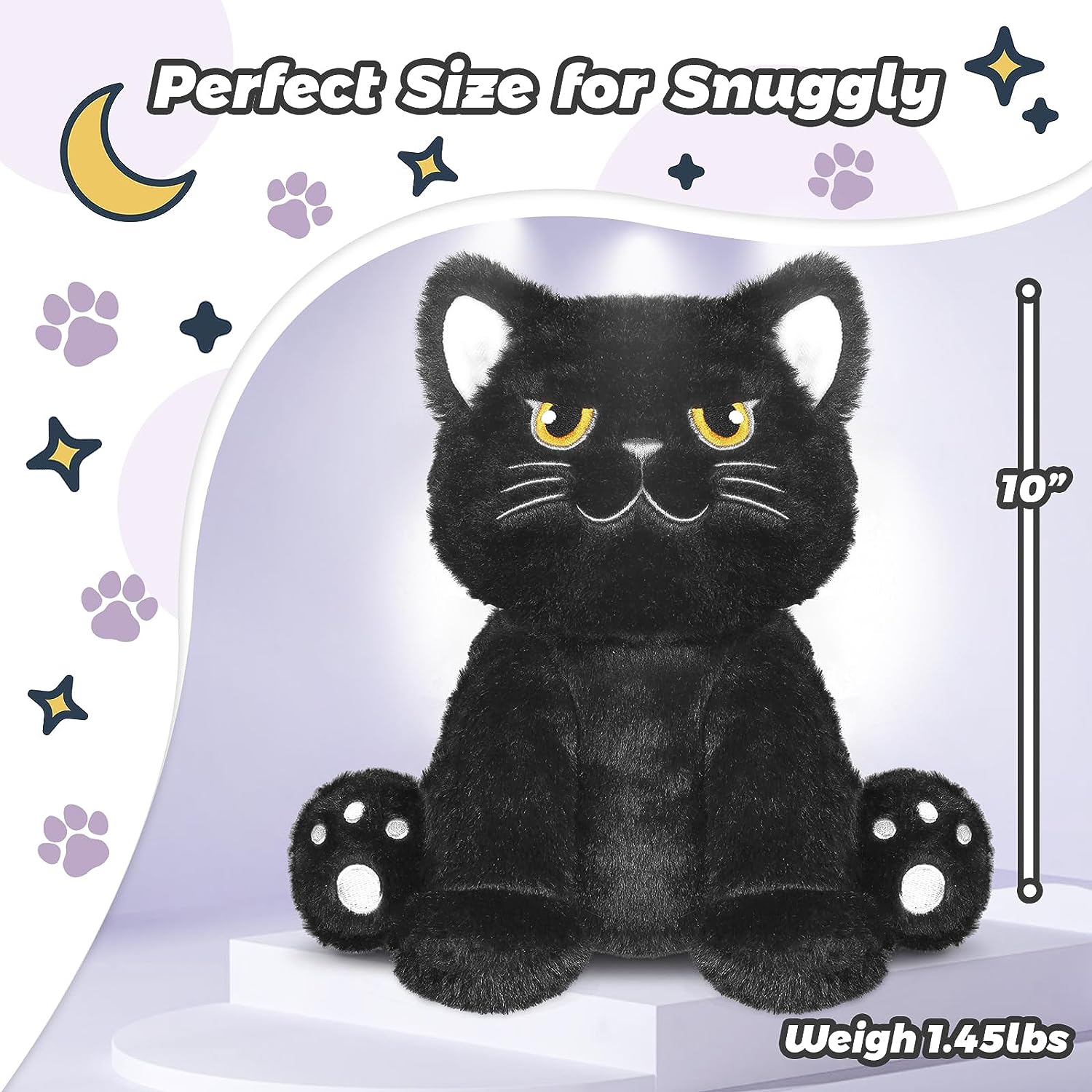 SuzziPals Microwavable Grumpy Black Cat Stuffed Animals Lavender