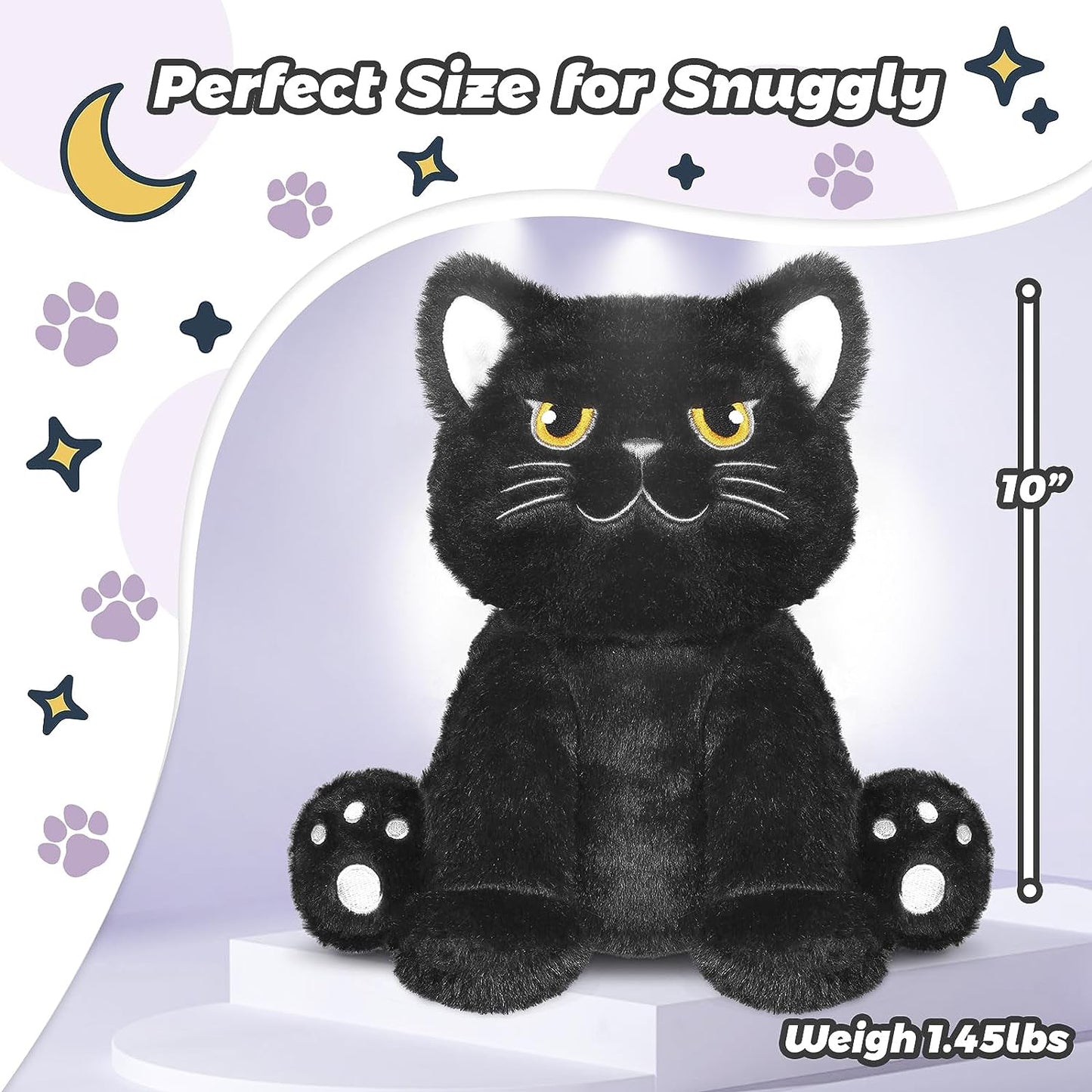 SuzziPals Microwavable Grumpy Black Cat Stuffed Animals Lavender Scent, Heated Stuffed Animals Heating Pads for Cramps & Pain, Black Cat Plush for Bedtime, Cuddle, Stuffed Cat Stress Relief Gifts