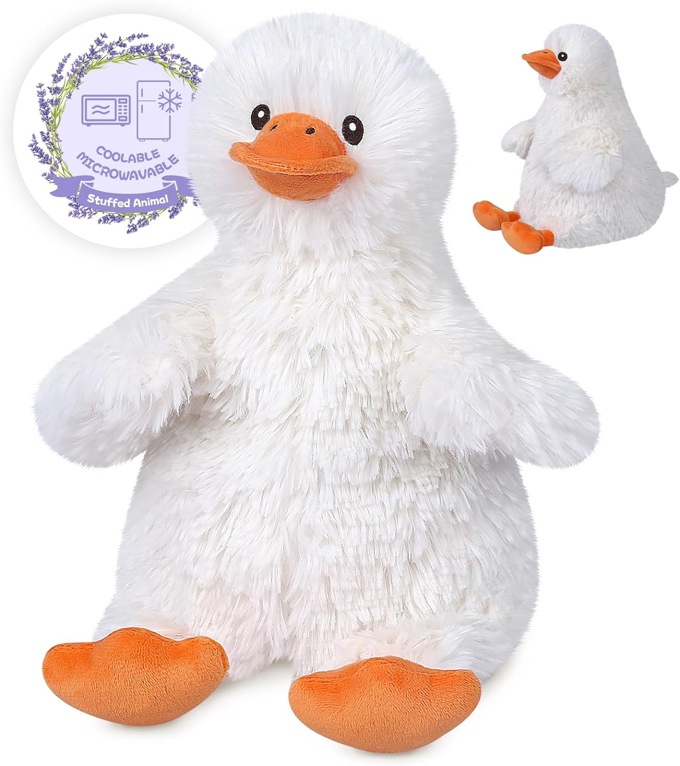 SuzziPals Microwave Duck Stuffed Animals, Duck Plushies, Microwavable Stuffed Animals Heating Pads for Cramps, Pain & Stress Relief, Cuddly Warm Companion Duck Plush Toy, Cute Duckling Duck Gifts