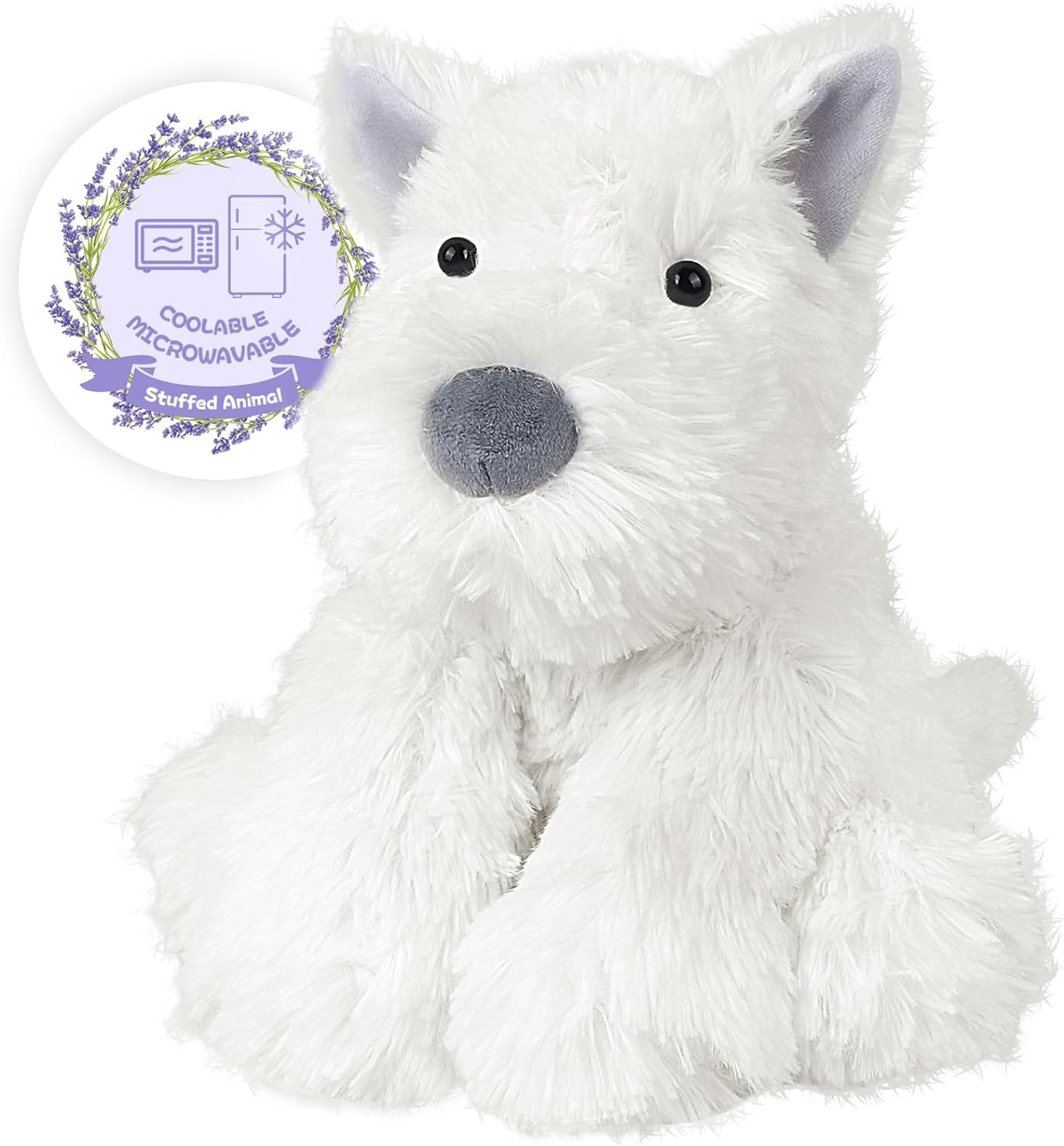 SuzziPals Warmable West Highland White Terrier Dog Stuffed Animals, Microwavable Stuffed Animal Heating Pads for Cramps & Pain, Lavender Westie Puppy Stuffed Dog for Cuddle, Bedtime, Dog Plush Gifts