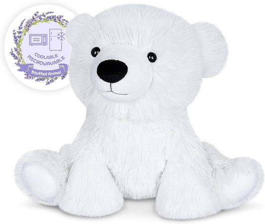 SuzziPals Warming Polar Bear Stuffed Animal, Microwavable Stuffed Animal Heating Pads for Cramps & Pain Relief, Stuffed Bear Polar Bear Plush with Lavender Scent, White Bear Gifts Kids& Adults