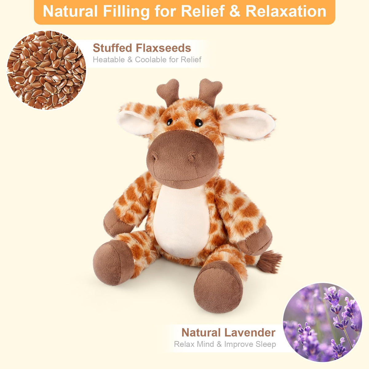 SuzziPals Giraffe Stuffed Animal, Microwavable Heating Pad Plush Gift