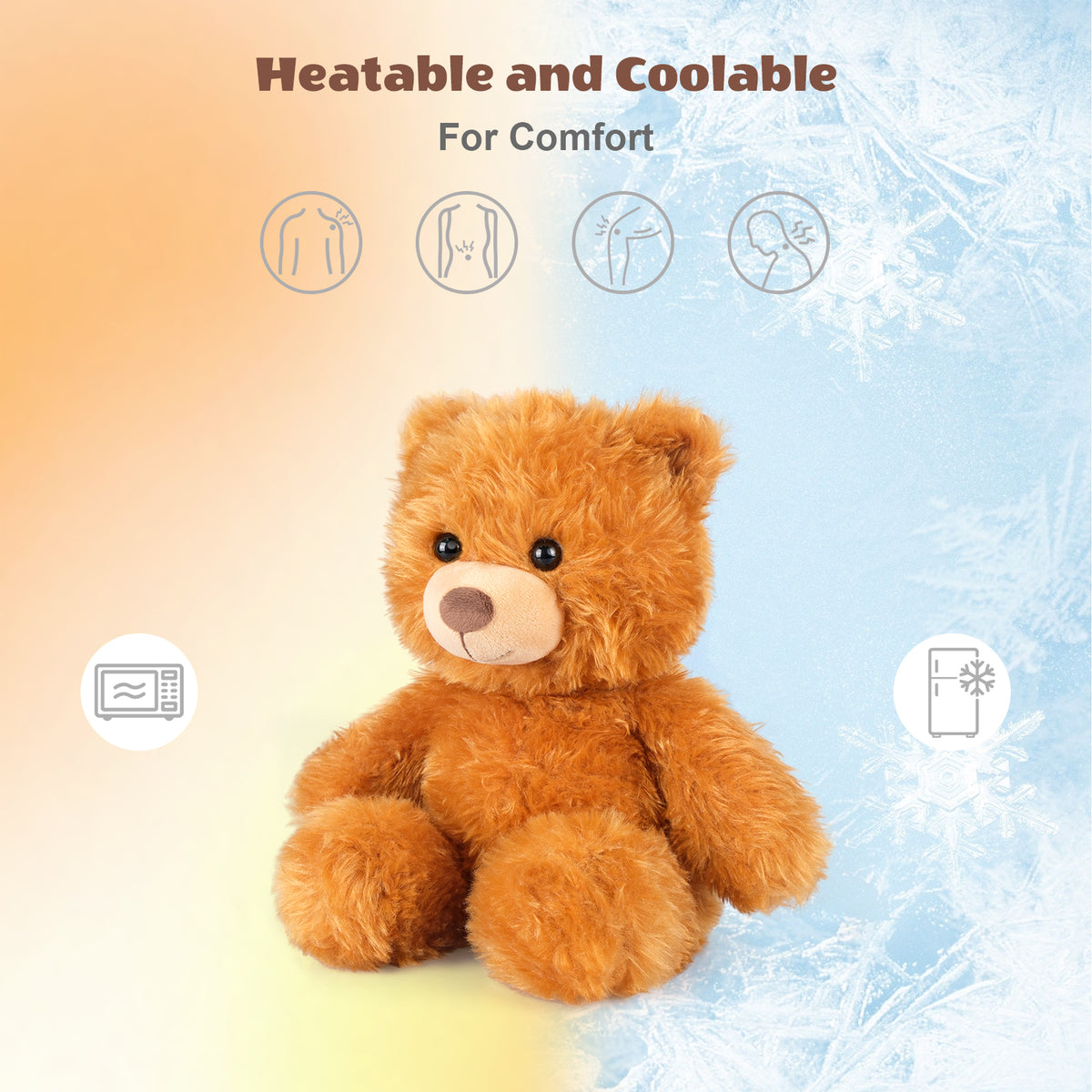 SuzziPals Heatable & Coolable Orange Teddy Bear Stuffed Animal, Microwavable Stuffed Animal Heating Pad for Period Cramps, Teddy Bear Plush Toy for Warmth & Comfort, Bear Gifts for Girls Boys Adults
