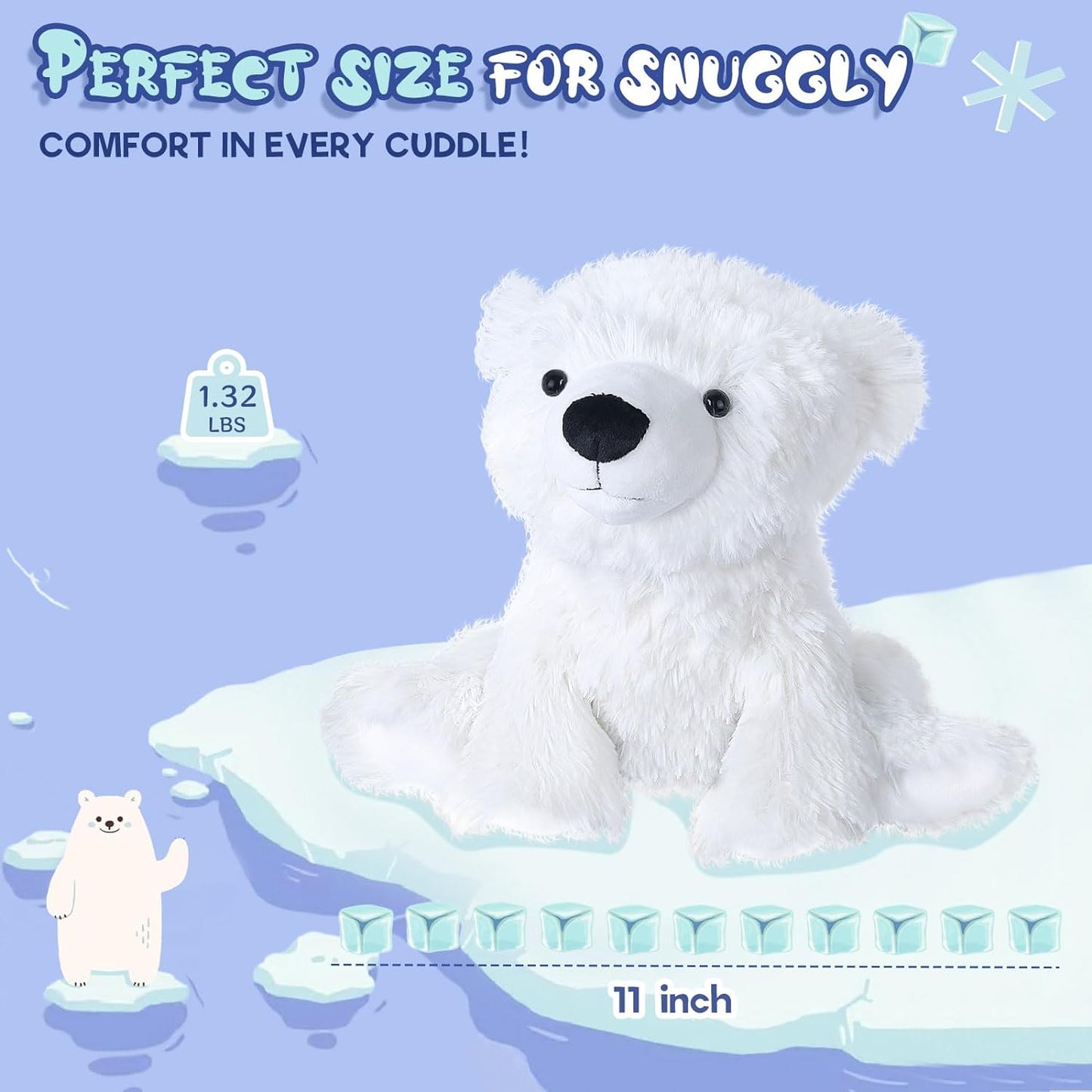 SuzziPals Warming Polar Bear Stuffed Animal, Microwavable Stuffed Animal Heating Pads for Cramps & Pain Relief, Stuffed Bear Polar Bear Plush with Lavender Scent, White Bear Gifts Kids& Adults