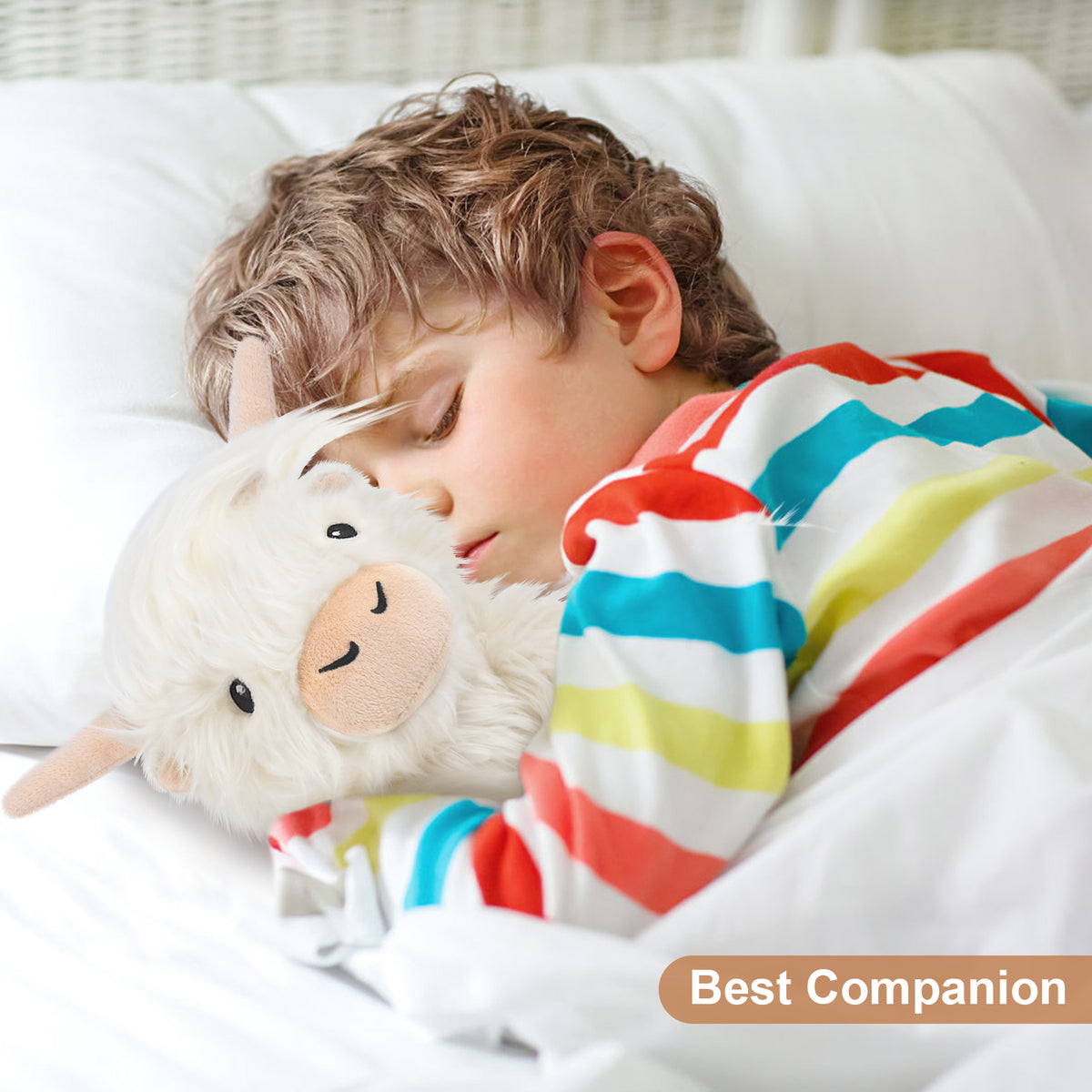 SuzziPals Heatable & Coolable White Weighted Highland Cow Stuffed Animal