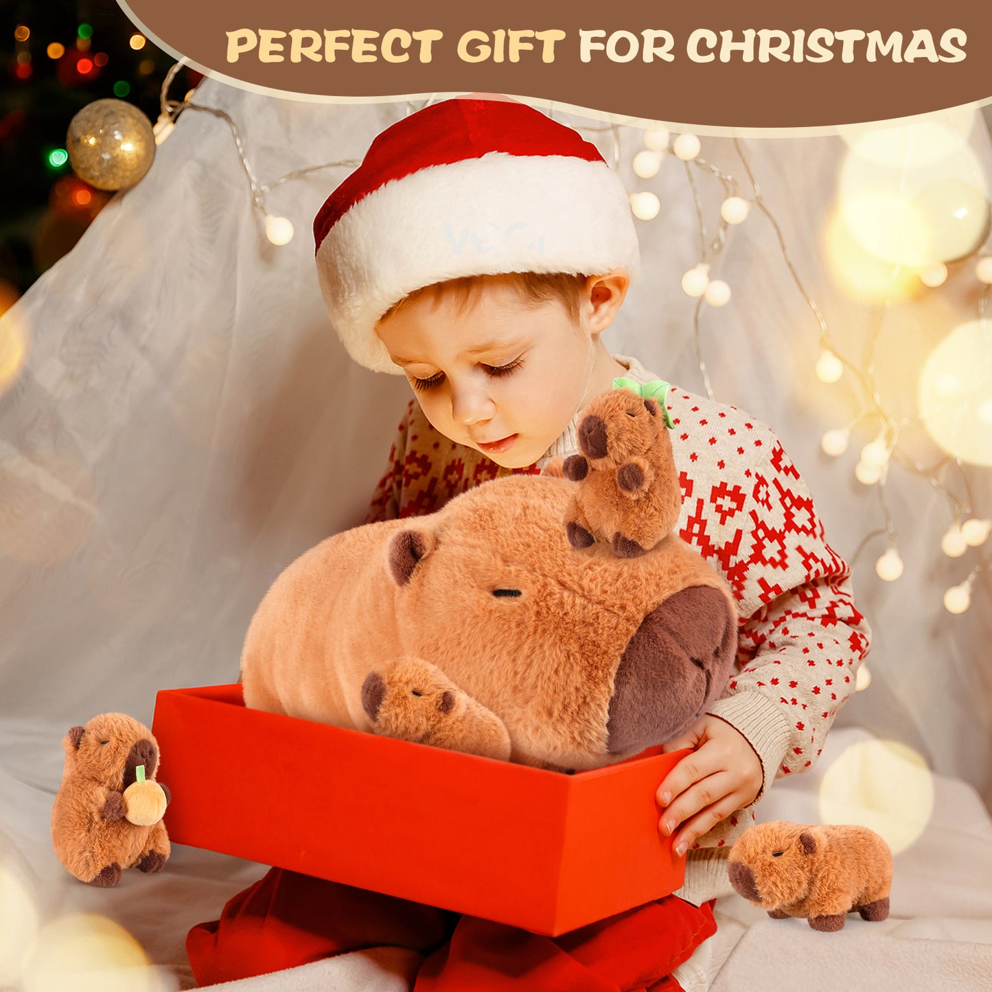 5-in-1 Capybara Stuffed Animals with Babies Inside, 5PC Set Plush with Mommy & 4 Babies, Cute 3 to 8 Year Old Girl Gifts, Imaginative Play Toys