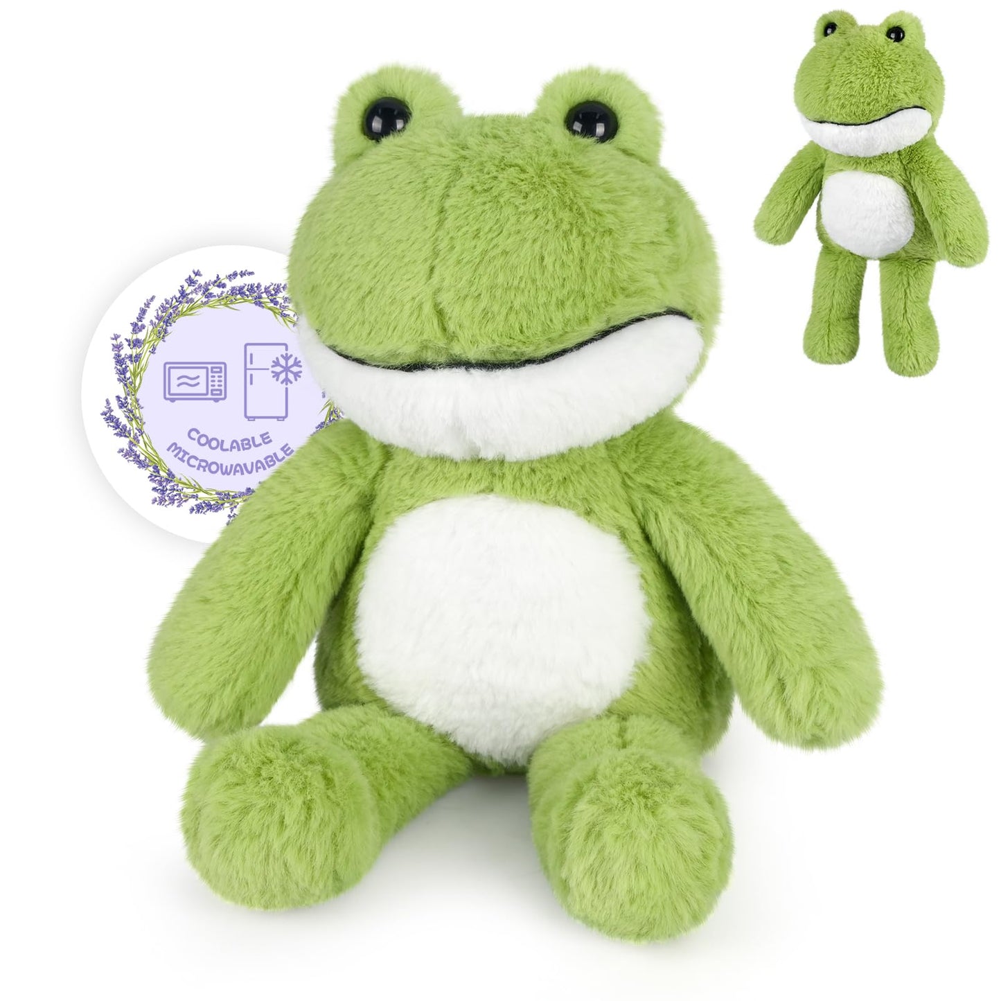 SuzziPals Heatable & Coolable Frog Stuffed Animal, Microwave Heating Pad Plushies for Soothing & Relaxation, Stuffed Frog Plush Toys for Stress Relief, Cute Frogs for Kids & Adults
