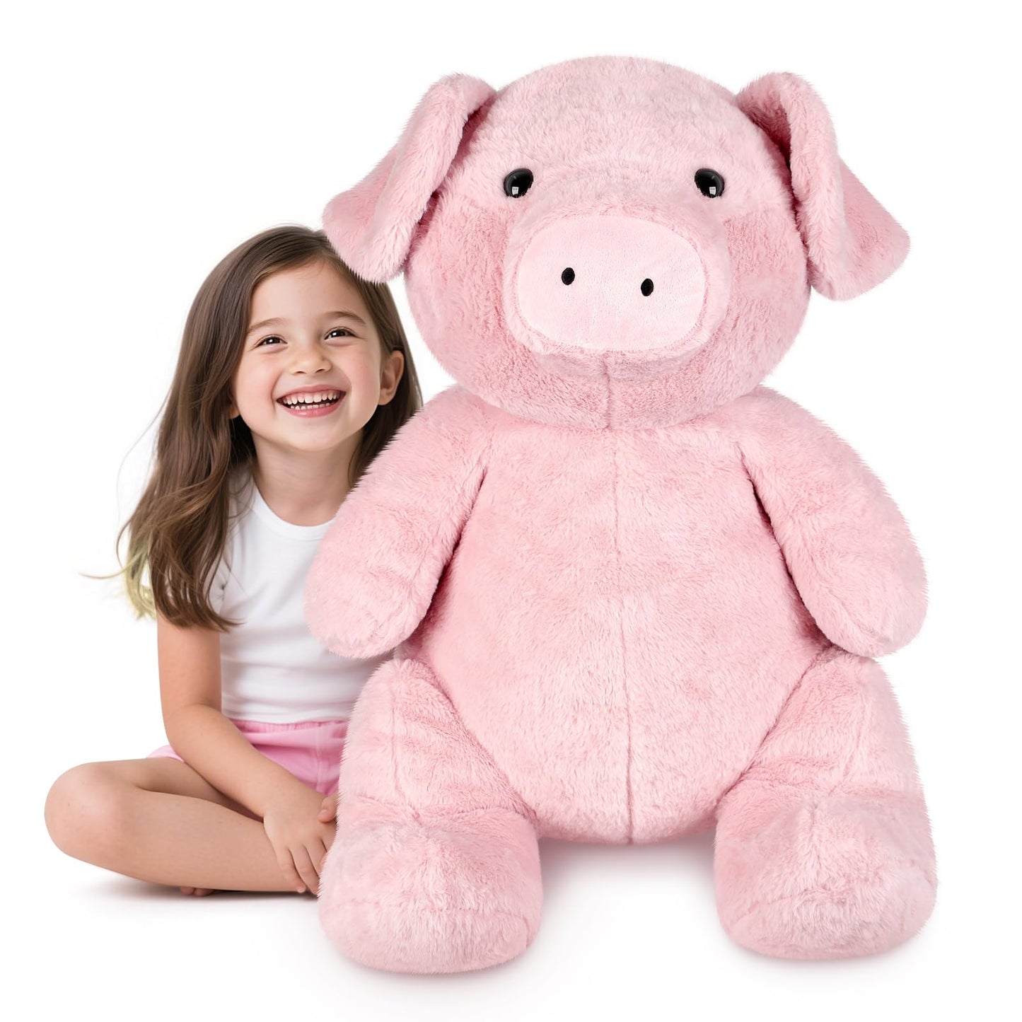 SuzziPals Giant Pink Pig Stuffed Animal 30", Jumbo Soft Giant Stuffed Animal, Big Pigs Cute Plush Toys Hugging Pillow for Stress Relief & Sleep Aid, Huge Cuddly Pig Plush Gift for Kids Adults