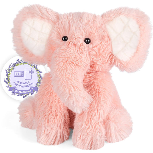 SuzziPals Heatable & Coolable Pink Elephant Plushie, Microwavable Heating Pad, Stress & Discomfort Relief, Lavender Scented Toy